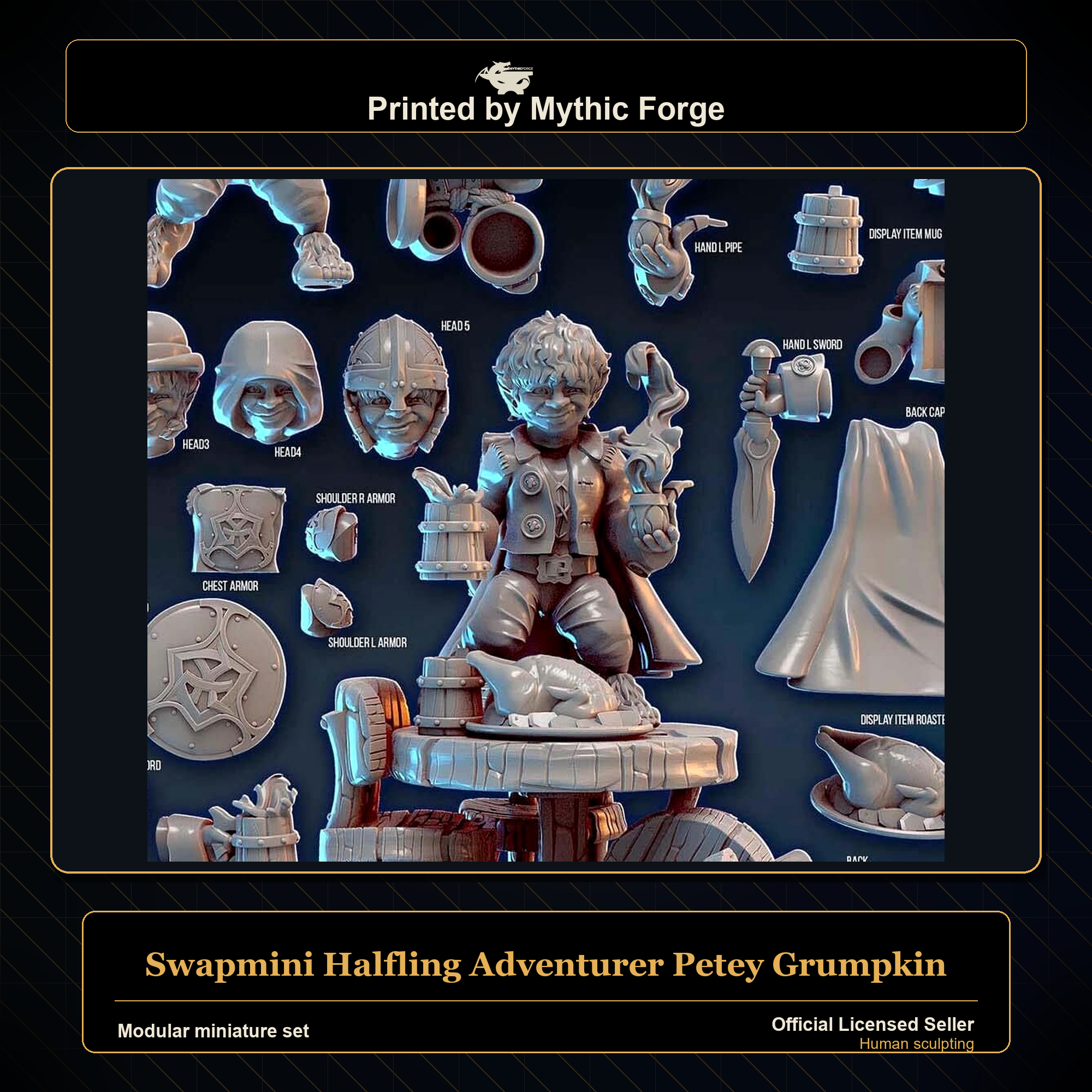 Modular RPG - Swapmini Halfling Adventurer - Petey Grumpkin - Bundle modular miniature modular miniature set printed by Mythic Forge