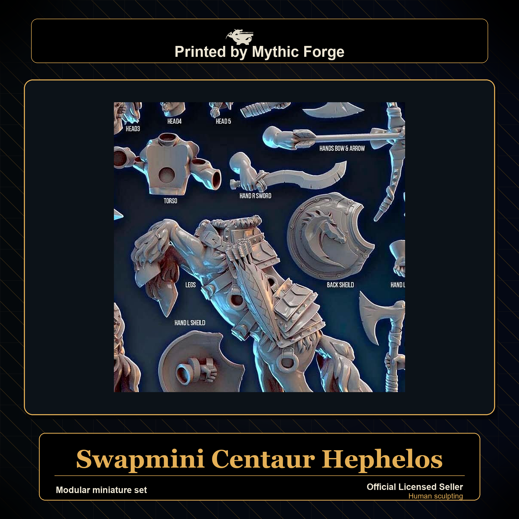 Modular RPG - Swapmini Centaur - Hephelos - Bundle modular miniature modular miniature set printed by Mythic Forge