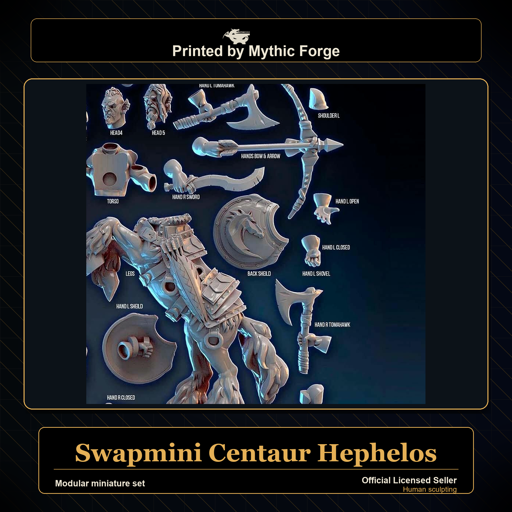 Modular RPG - Swapmini Centaur - Hephelos - Bundle modular miniature modular miniature set printed by Mythic Forge