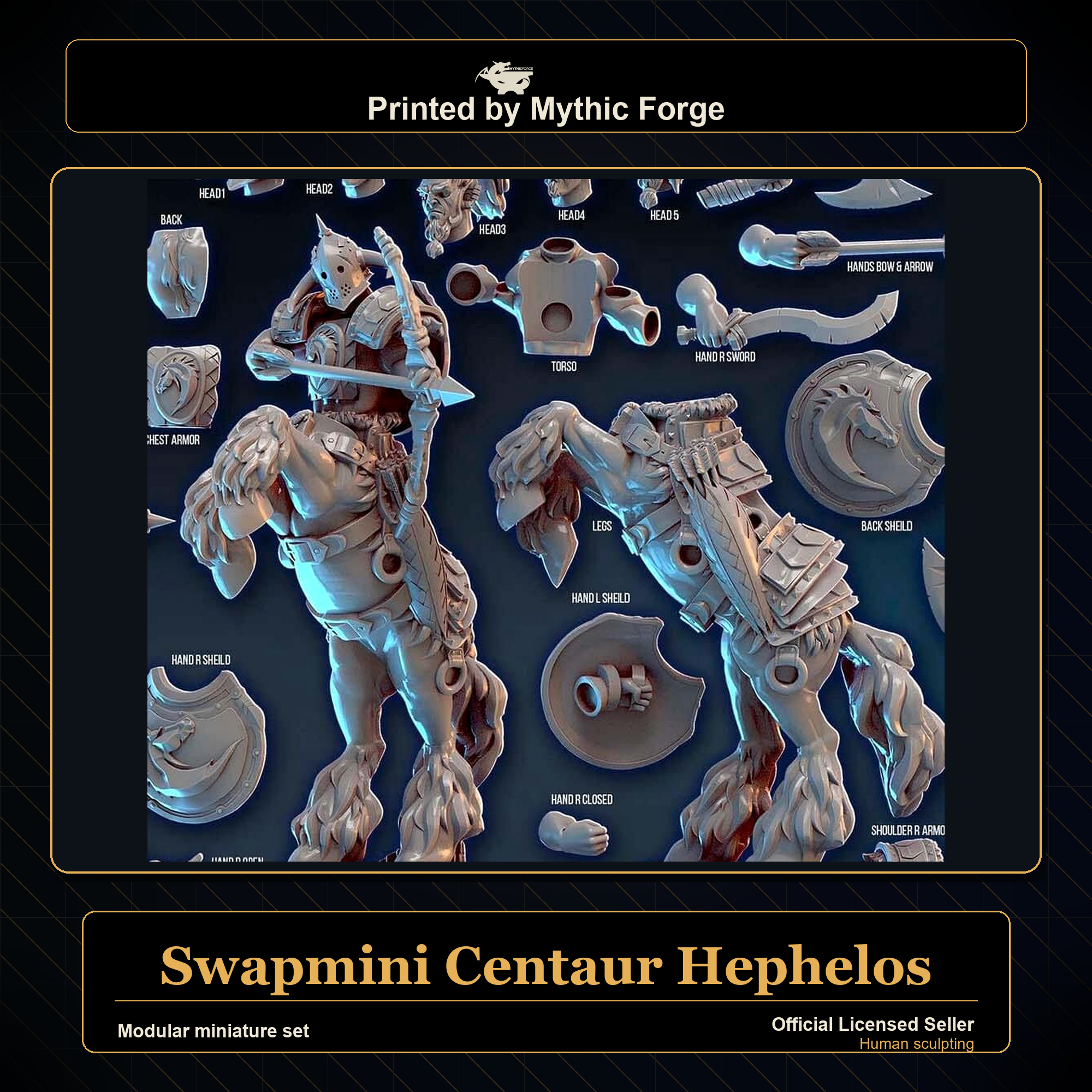 Modular RPG - Swapmini Centaur - Hephelos - Bundle modular miniature modular miniature set printed by Mythic Forge