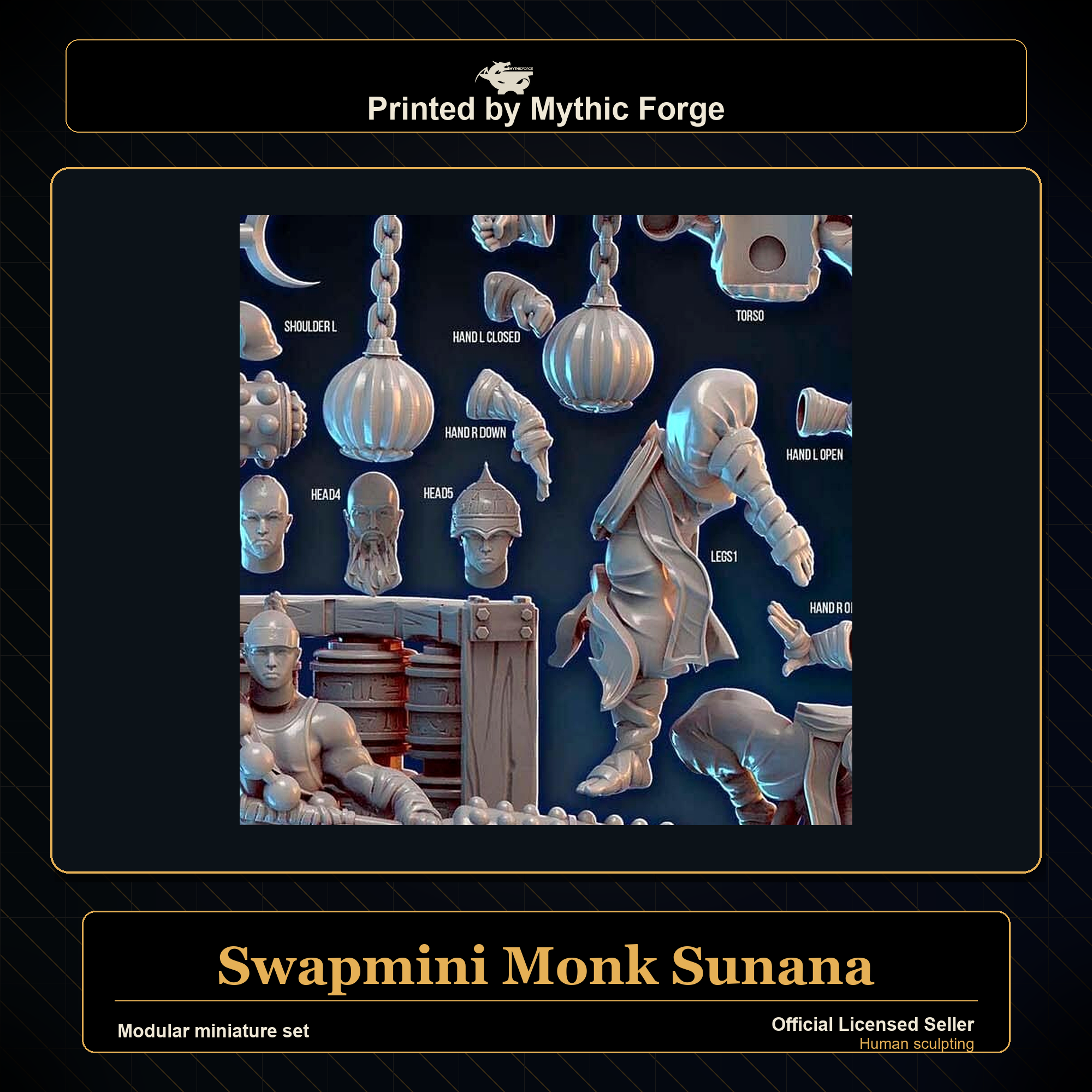 Modular RPG - Swapmini Monk - Sunana - Bundle modular miniature modular miniature set printed by Mythic Forge