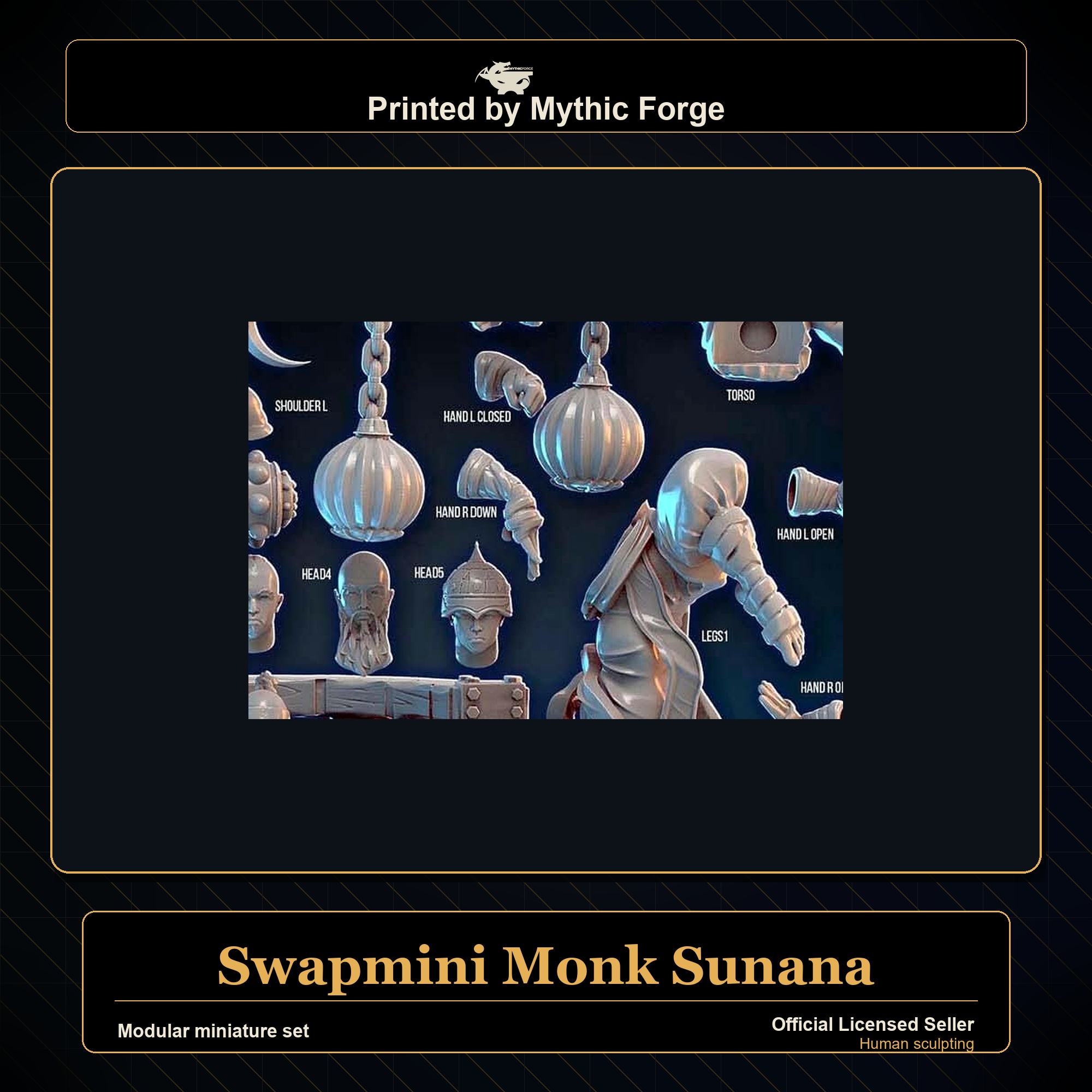 Modular RPG - Swapmini Monk - Sunana - Bundle modular miniature modular miniature set printed by Mythic Forge