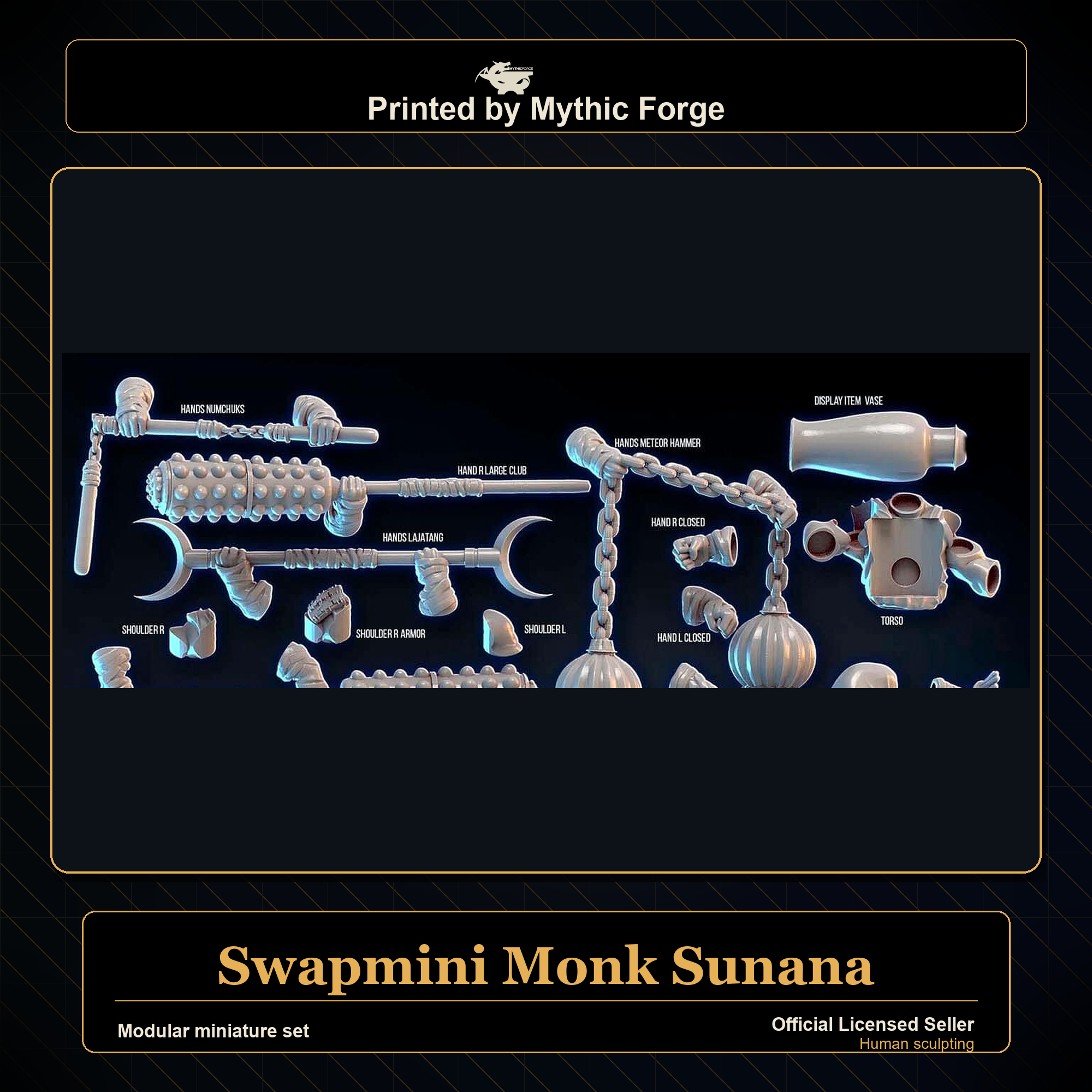 Modular RPG - Swapmini Monk - Sunana - Bundle modular miniature modular miniature set printed by Mythic Forge