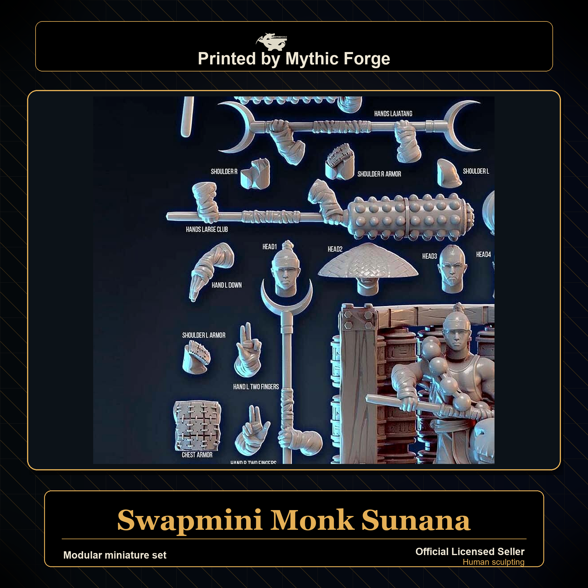 Modular RPG - Swapmini Monk - Sunana - Bundle modular miniature modular miniature set printed by Mythic Forge