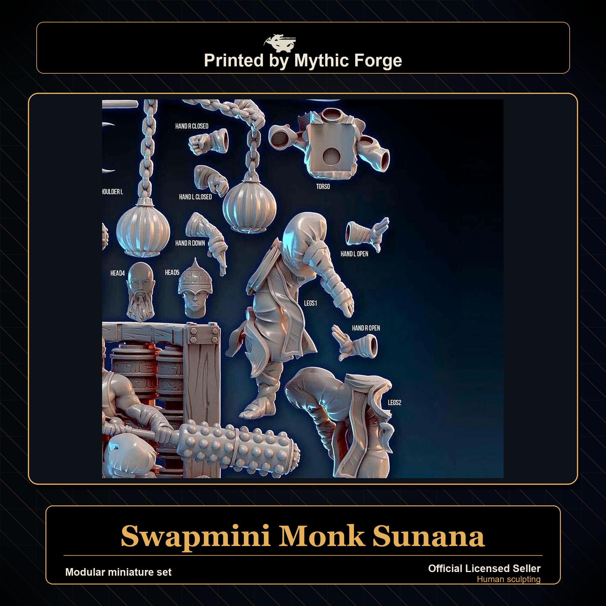 Modular RPG - Swapmini Monk - Sunana - Bundle modular miniature modular miniature set printed by Mythic Forge