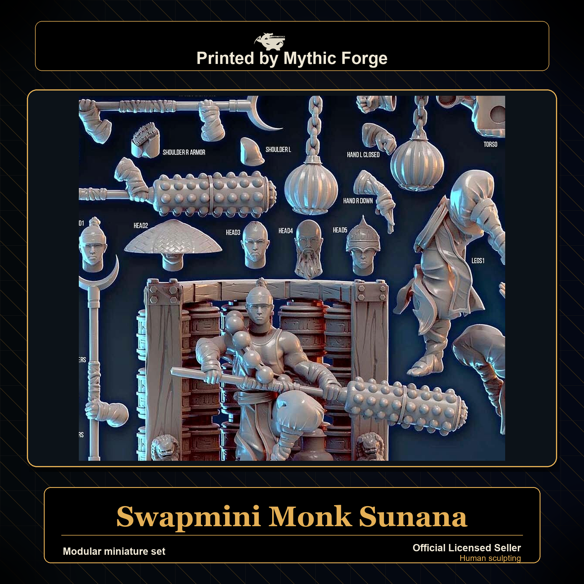Modular RPG - Swapmini Monk - Sunana - Bundle modular miniature modular miniature set printed by Mythic Forge
