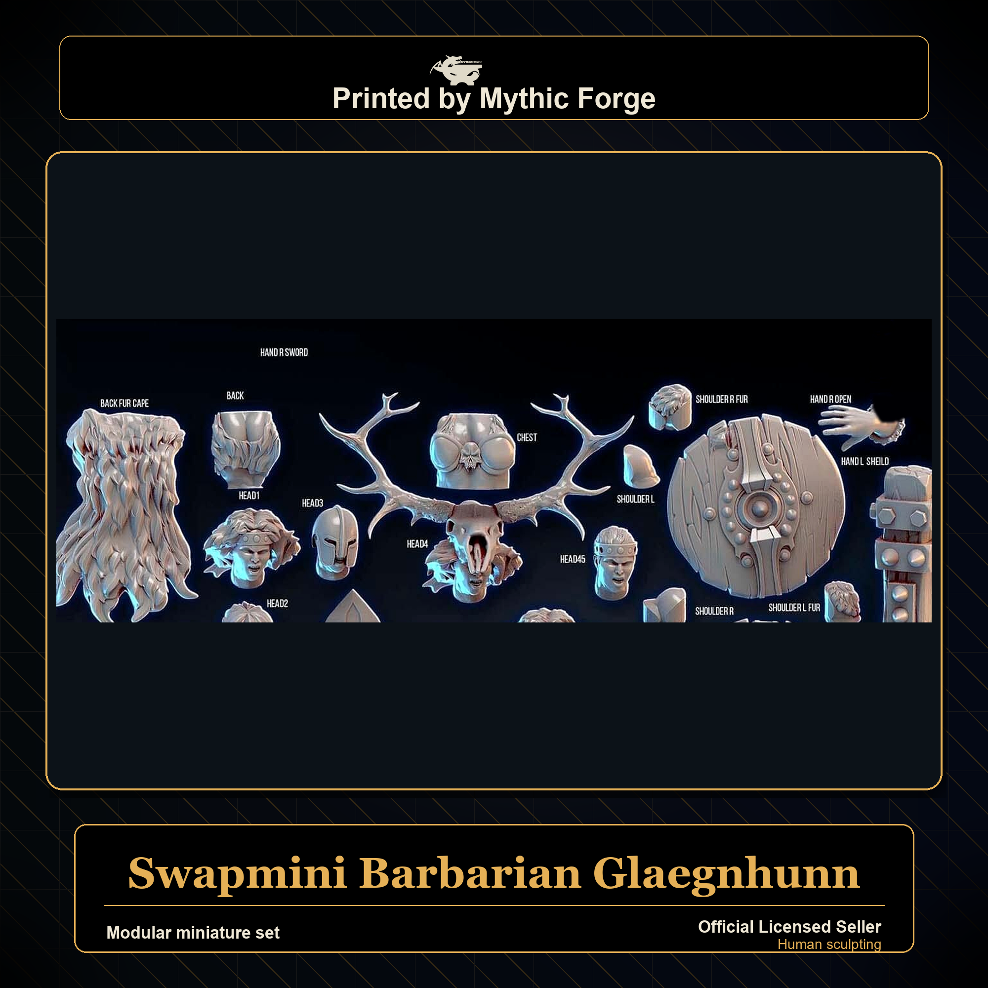 Modular RPG - Swapmini Barbarian - Glaegnhunn - Bundle modular miniature modular miniature set printed by Mythic Forge