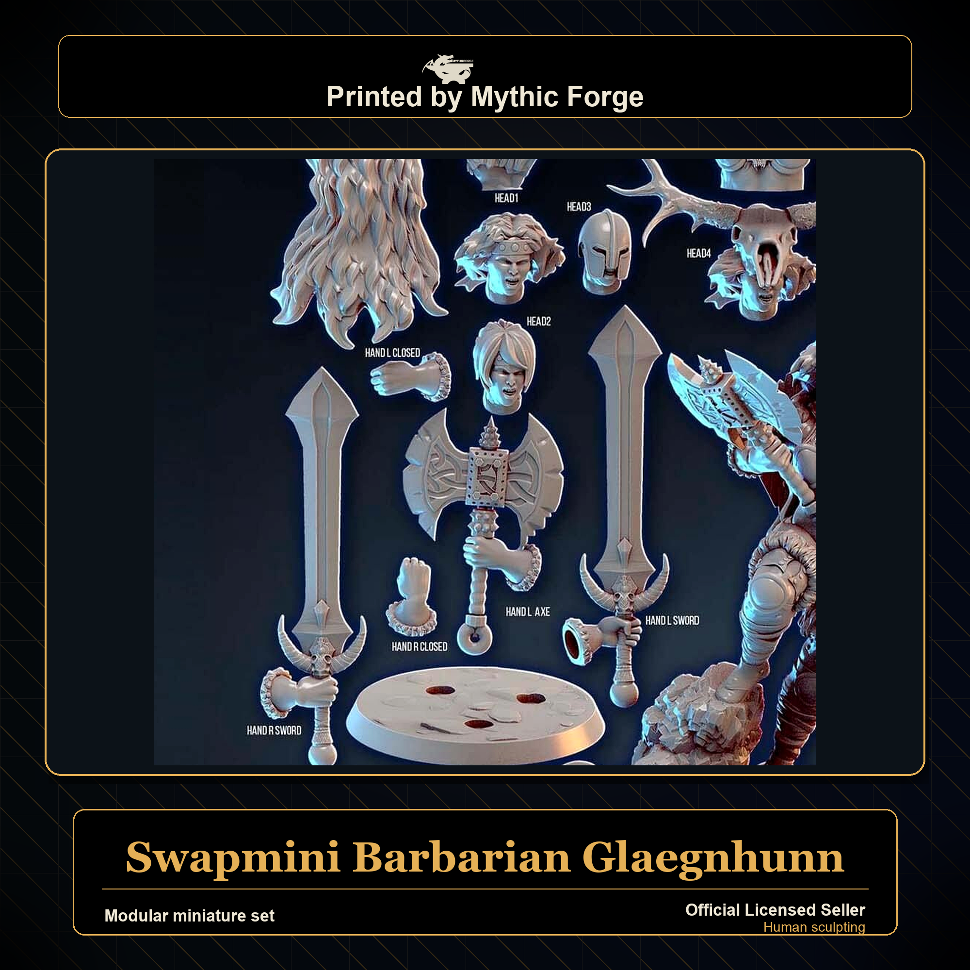 Modular RPG - Swapmini Barbarian - Glaegnhunn - Bundle modular miniature modular miniature set printed by Mythic Forge