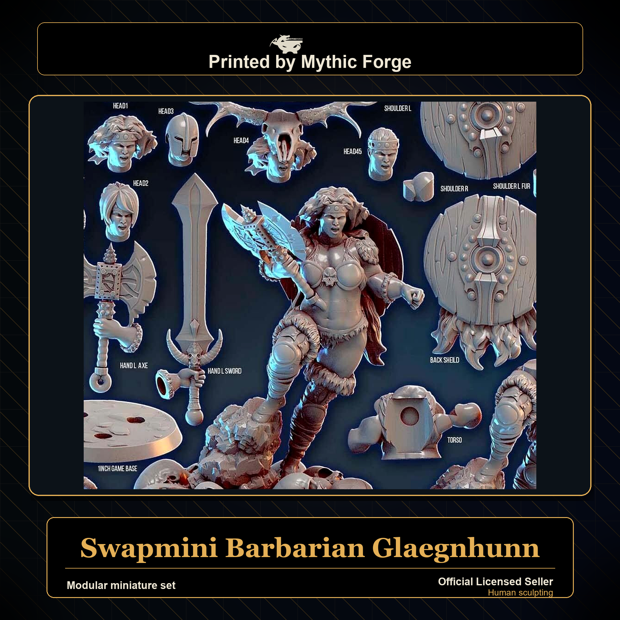 Modular RPG - Swapmini Barbarian - Glaegnhunn - Bundle modular miniature modular miniature set printed by Mythic Forge