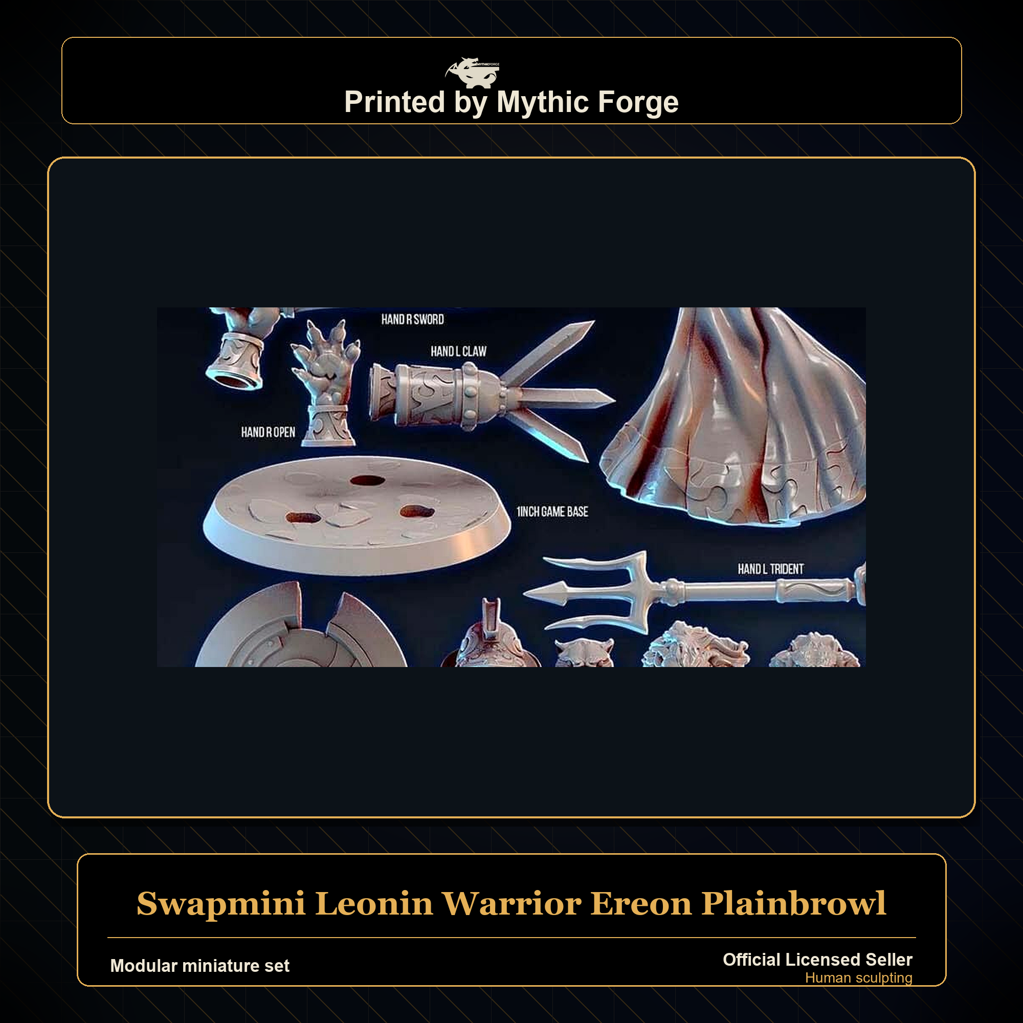 Modular RPG - Swapmini Leonin Warrior - Ereon Plainbrowl - Bundle modular miniature modular miniature set printed by Mythic Forge