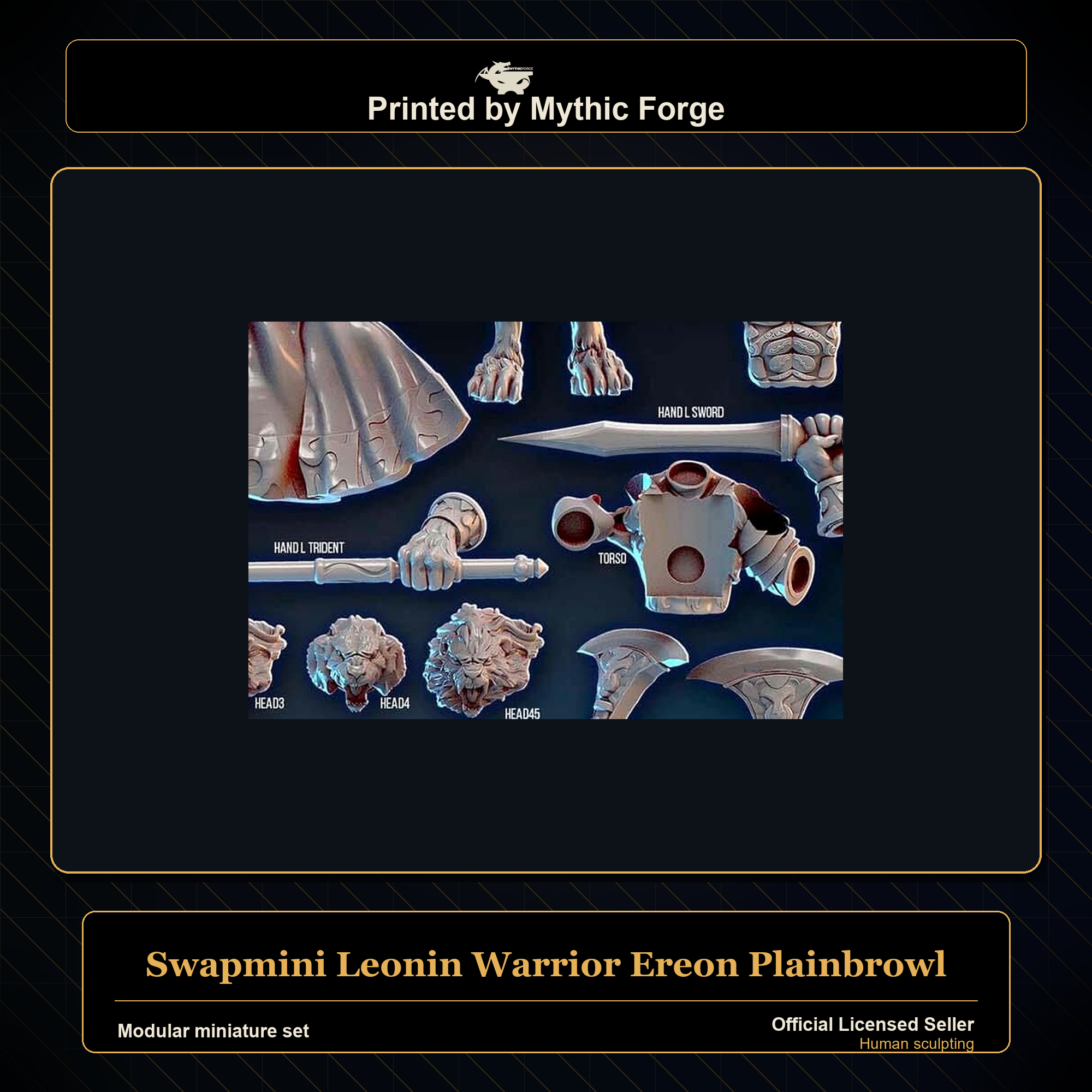 Modular RPG - Swapmini Leonin Warrior - Ereon Plainbrowl - Bundle modular miniature modular miniature set printed by Mythic Forge