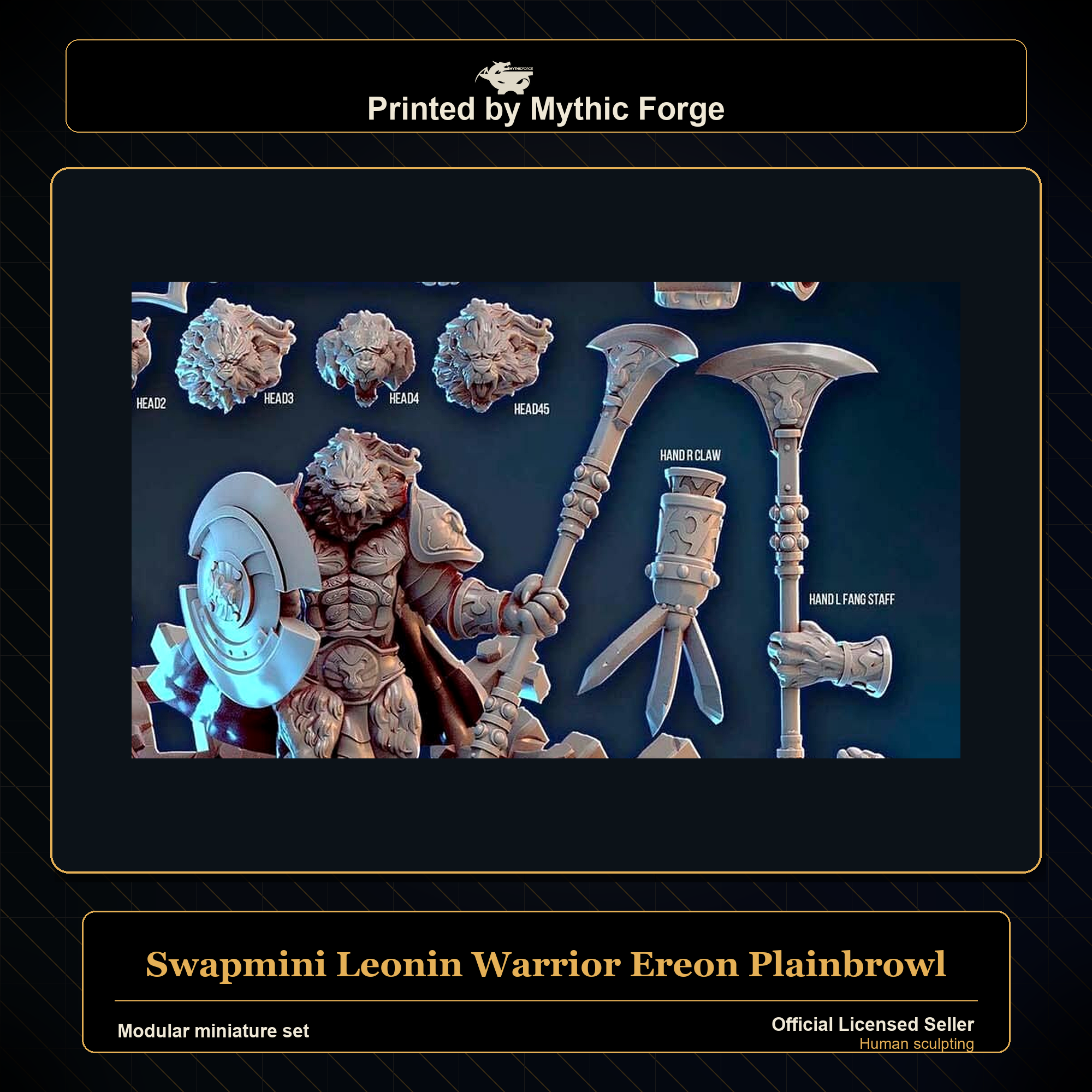 Modular RPG - Swapmini Leonin Warrior - Ereon Plainbrowl - Bundle modular miniature modular miniature set printed by Mythic Forge