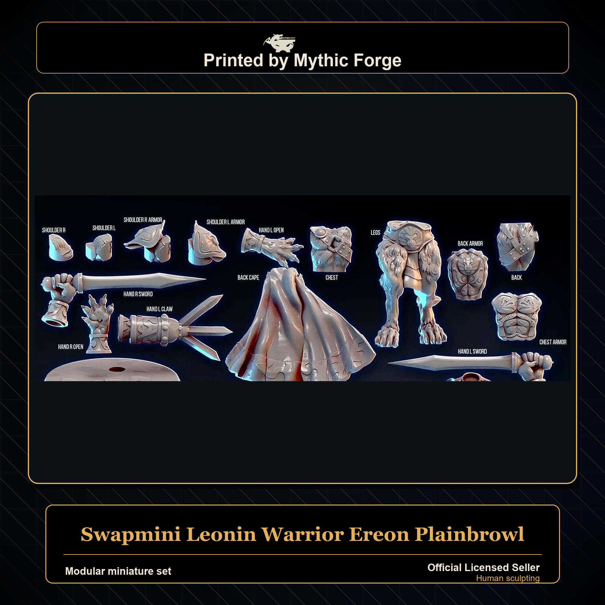 Modular RPG - Swapmini Leonin Warrior - Ereon Plainbrowl - Bundle modular miniature modular miniature set printed by Mythic Forge