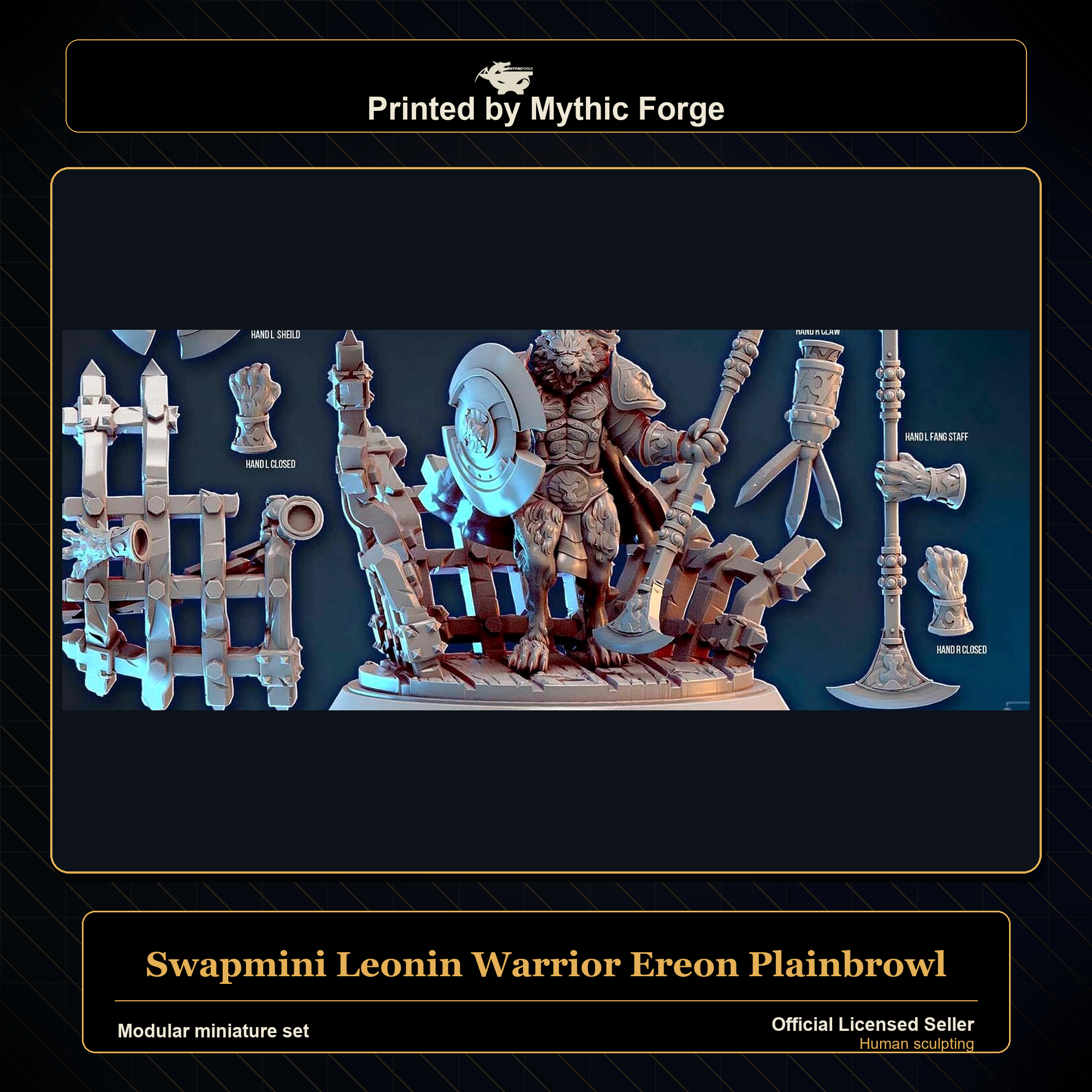 Modular RPG - Swapmini Leonin Warrior - Ereon Plainbrowl - Bundle modular miniature modular miniature set printed by Mythic Forge