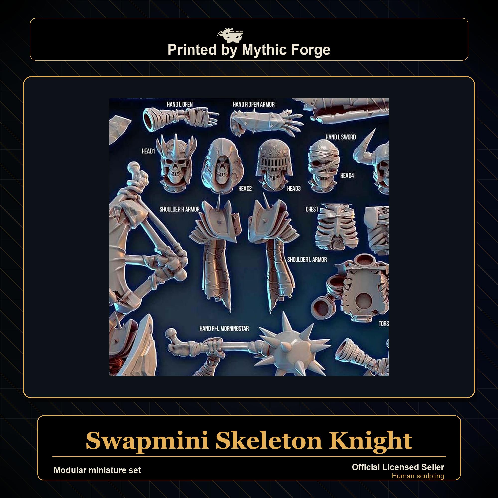 Modular RPG - Swapmini Skeleton Knight - Bundle modular miniature modular miniature set printed by Mythic Forge