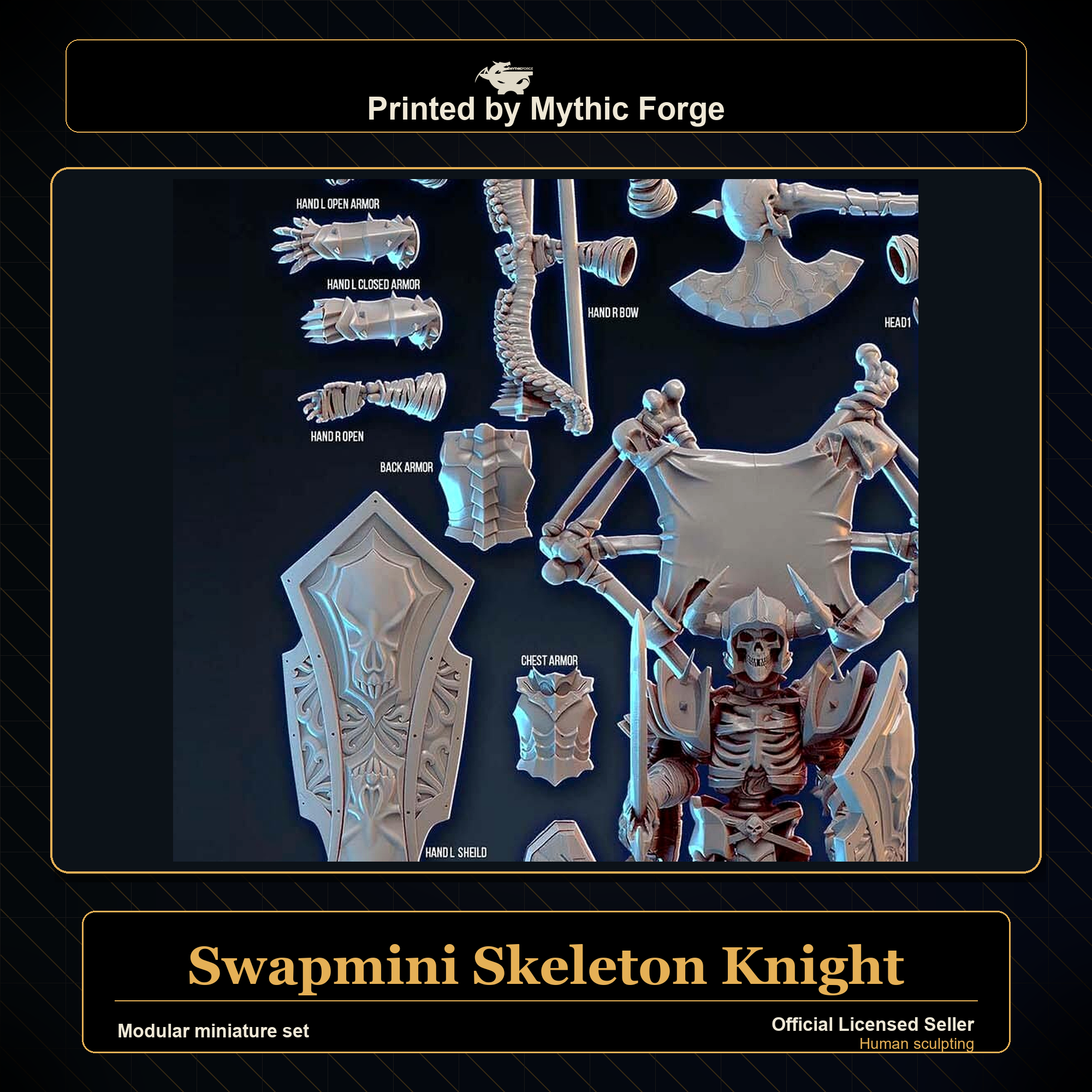 Modular RPG - Swapmini Skeleton Knight - Bundle modular miniature modular miniature set printed by Mythic Forge