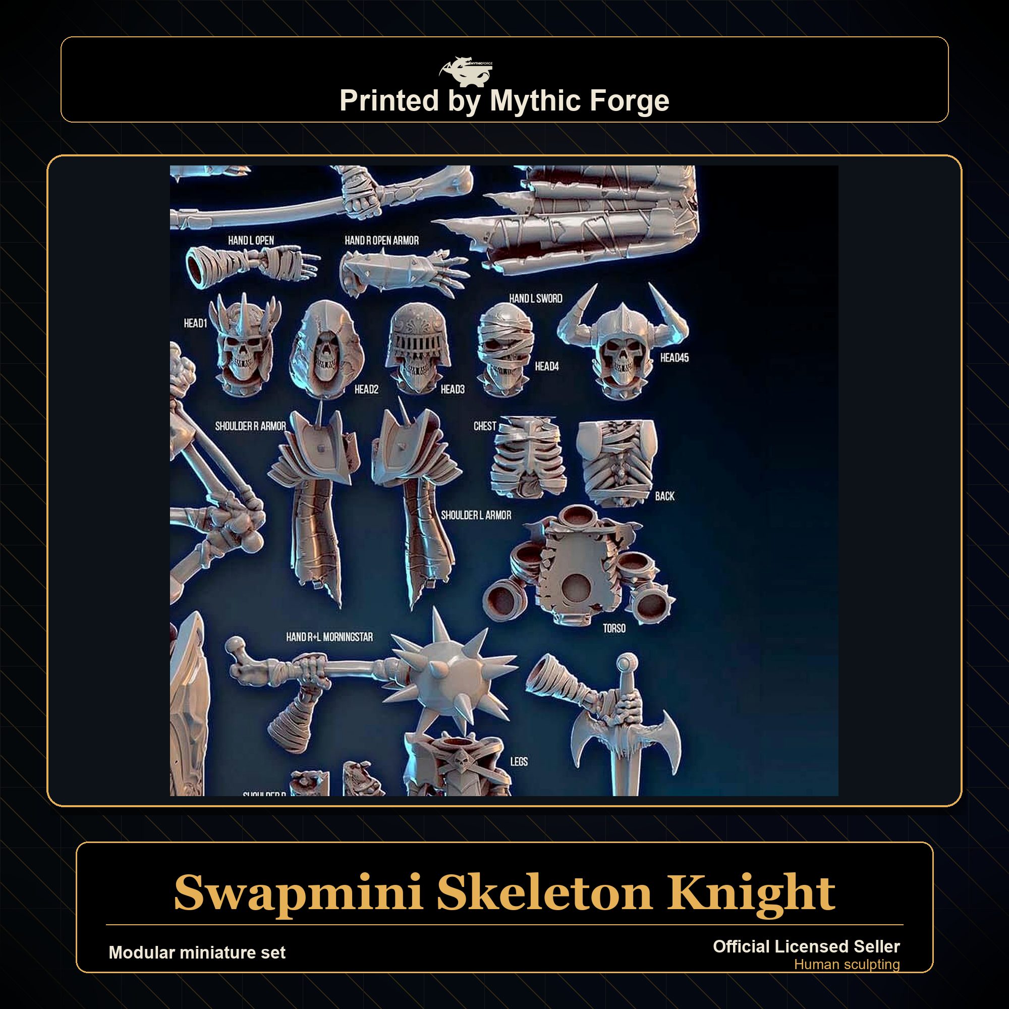 Modular RPG - Swapmini Skeleton Knight - Bundle modular miniature modular miniature set printed by Mythic Forge