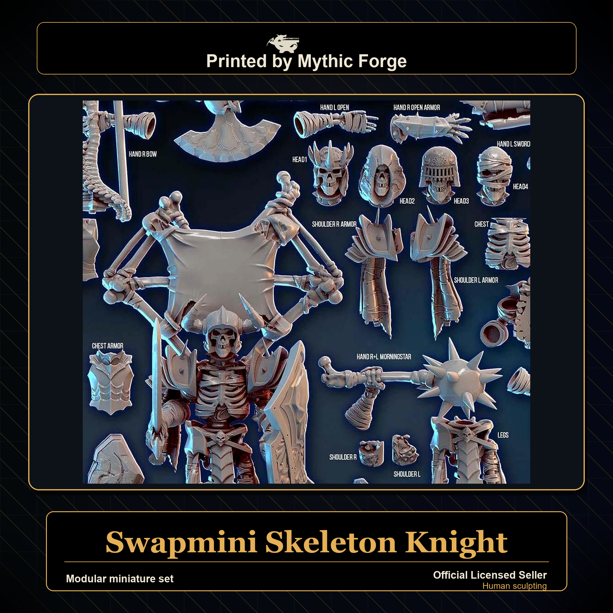 Modular RPG - Swapmini Skeleton Knight - Bundle modular miniature modular miniature set printed by Mythic Forge