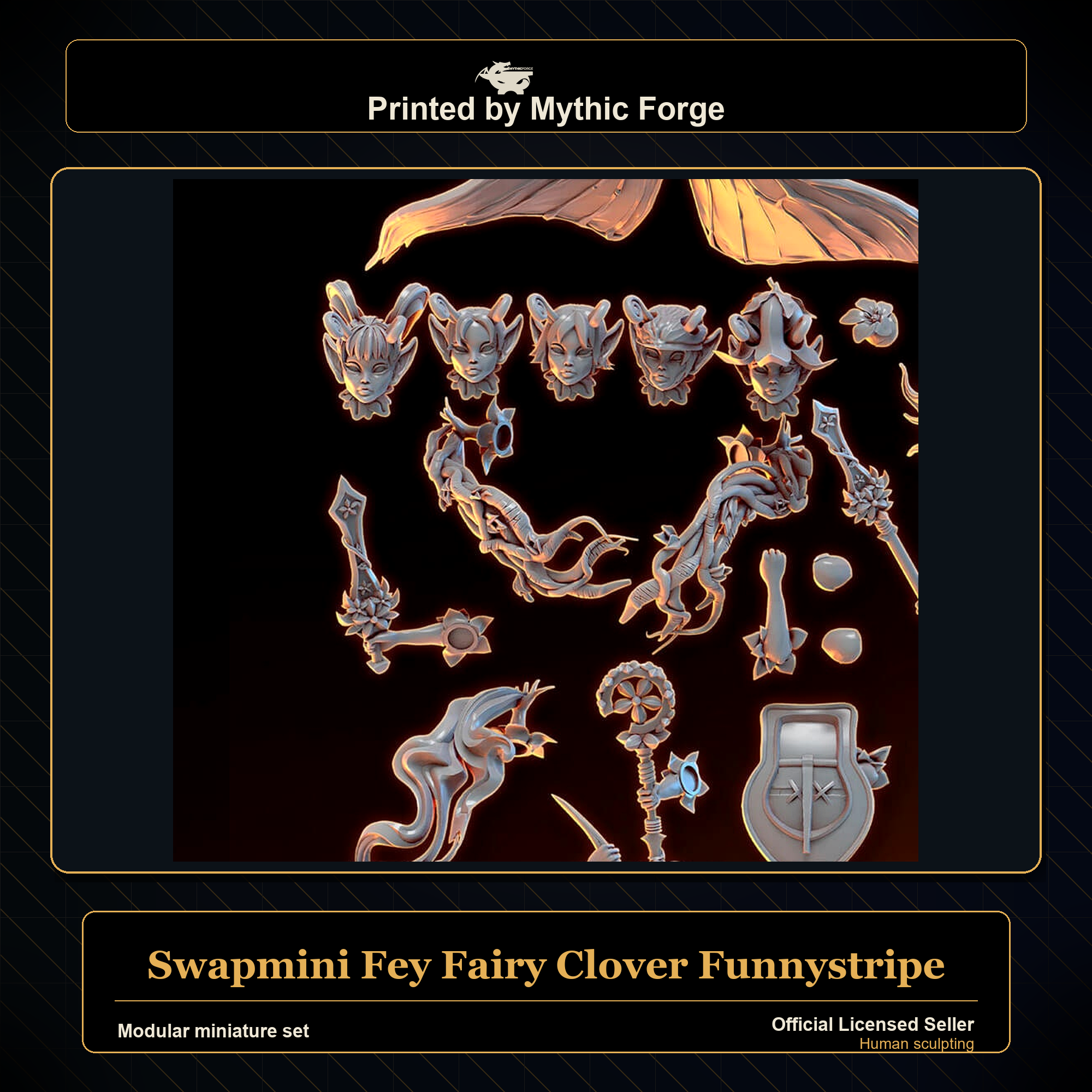 Modular RPG - Swapmini Fey Fairy - Clover Funnystripe - Bundle modular miniature modular miniature set printed by Mythic Forge