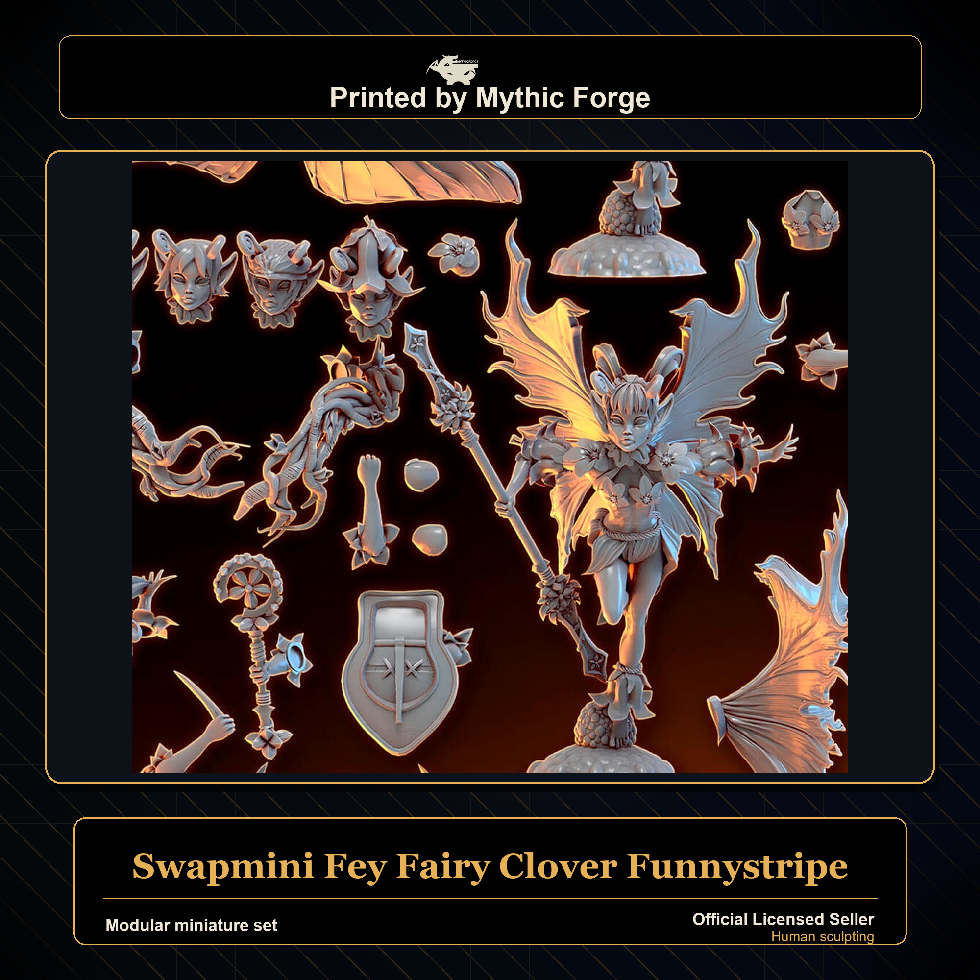Modular RPG - Swapmini Fey Fairy - Clover Funnystripe - Bundle modular miniature modular miniature set printed by Mythic Forge