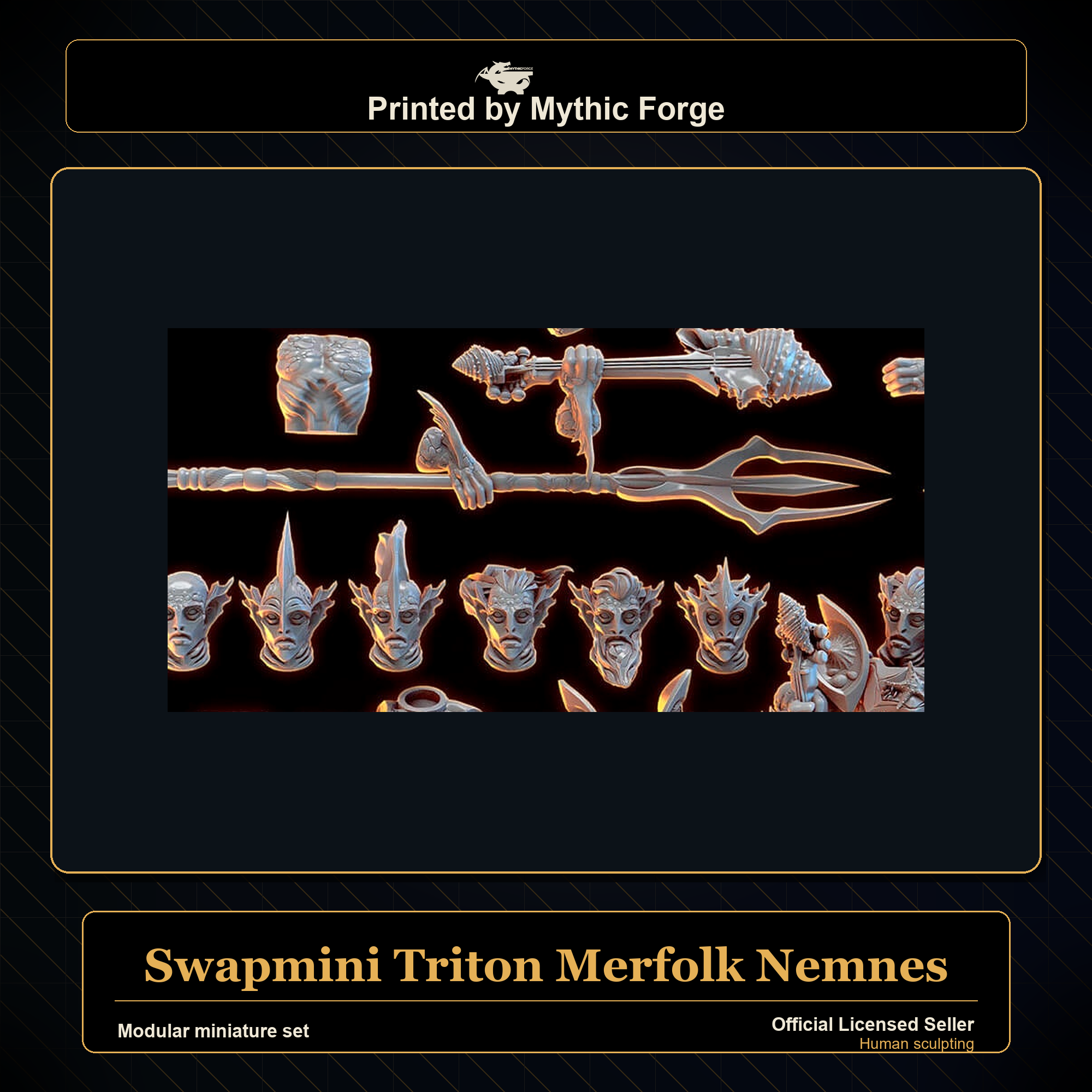 Modular RPG - Swapmini Triton Merfolk - Nemnes - Bundle modular miniature modular miniature set printed by Mythic Forge