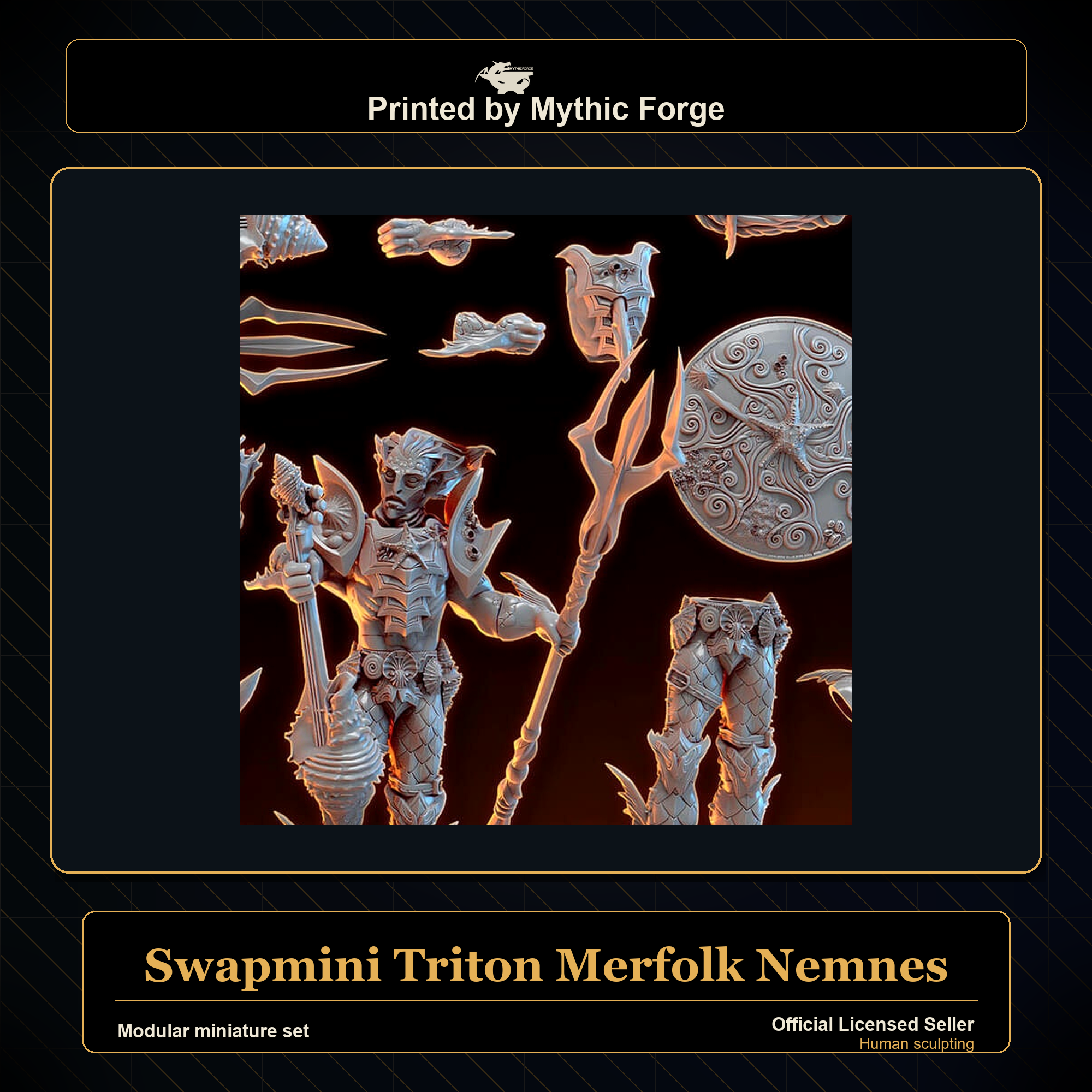Modular RPG - Swapmini Triton Merfolk - Nemnes - Bundle modular miniature modular miniature set printed by Mythic Forge