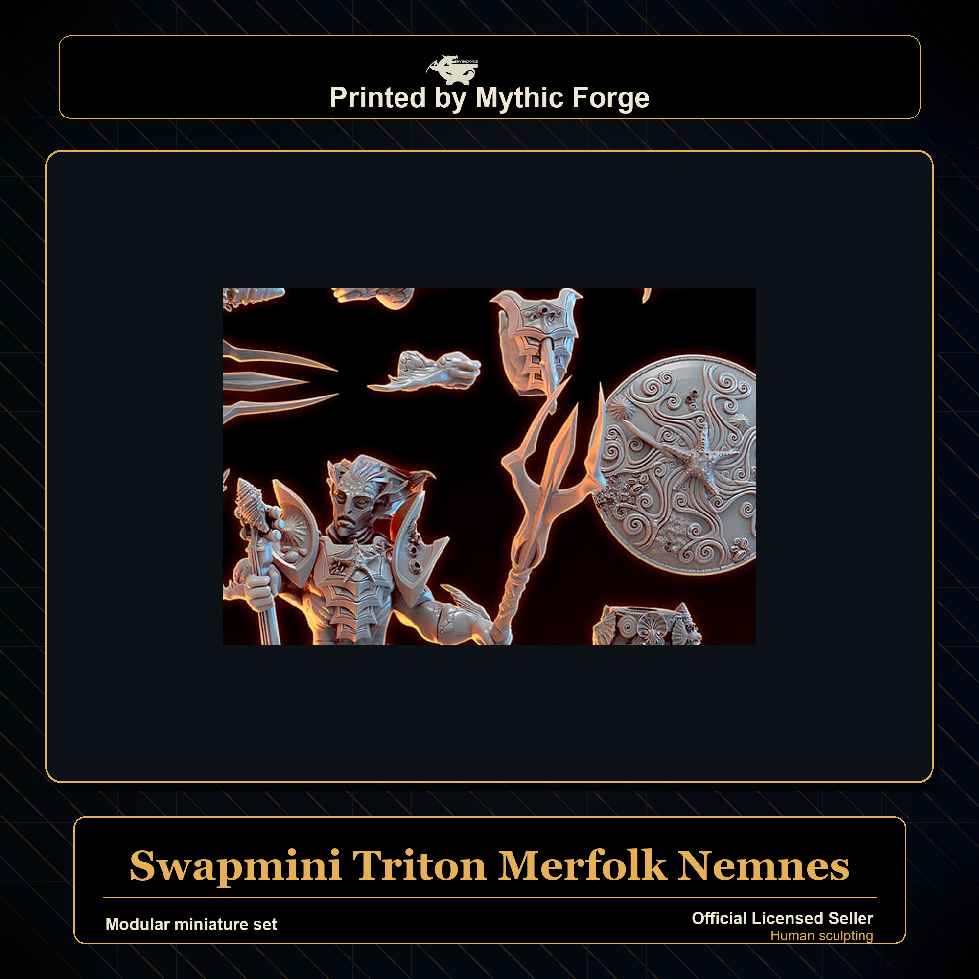 Modular RPG - Swapmini Triton Merfolk - Nemnes - Bundle modular miniature modular miniature set printed by Mythic Forge