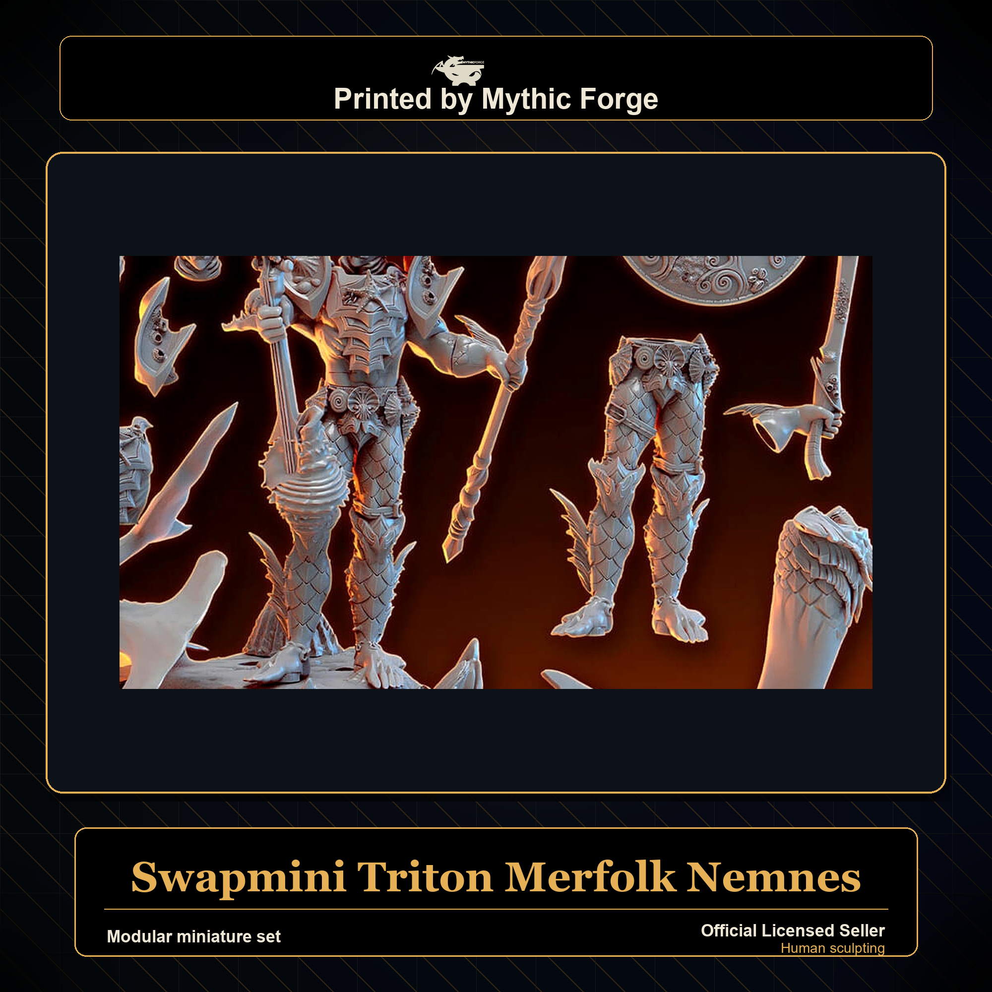Modular RPG - Swapmini Triton Merfolk - Nemnes - Bundle modular miniature modular miniature set printed by Mythic Forge