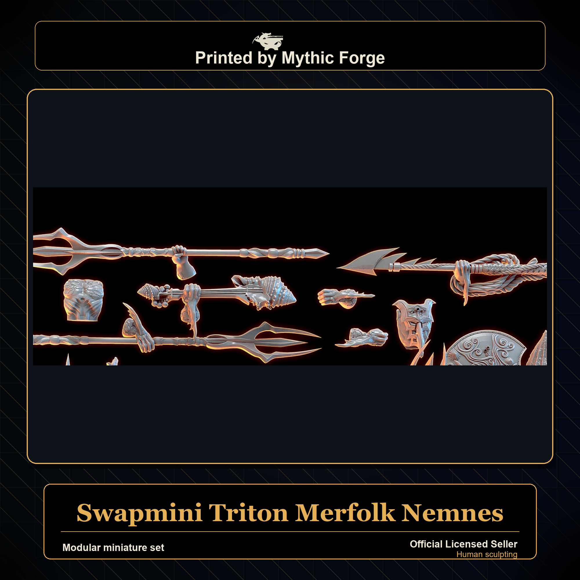 Modular RPG - Swapmini Triton Merfolk - Nemnes - Bundle modular miniature modular miniature set printed by Mythic Forge
