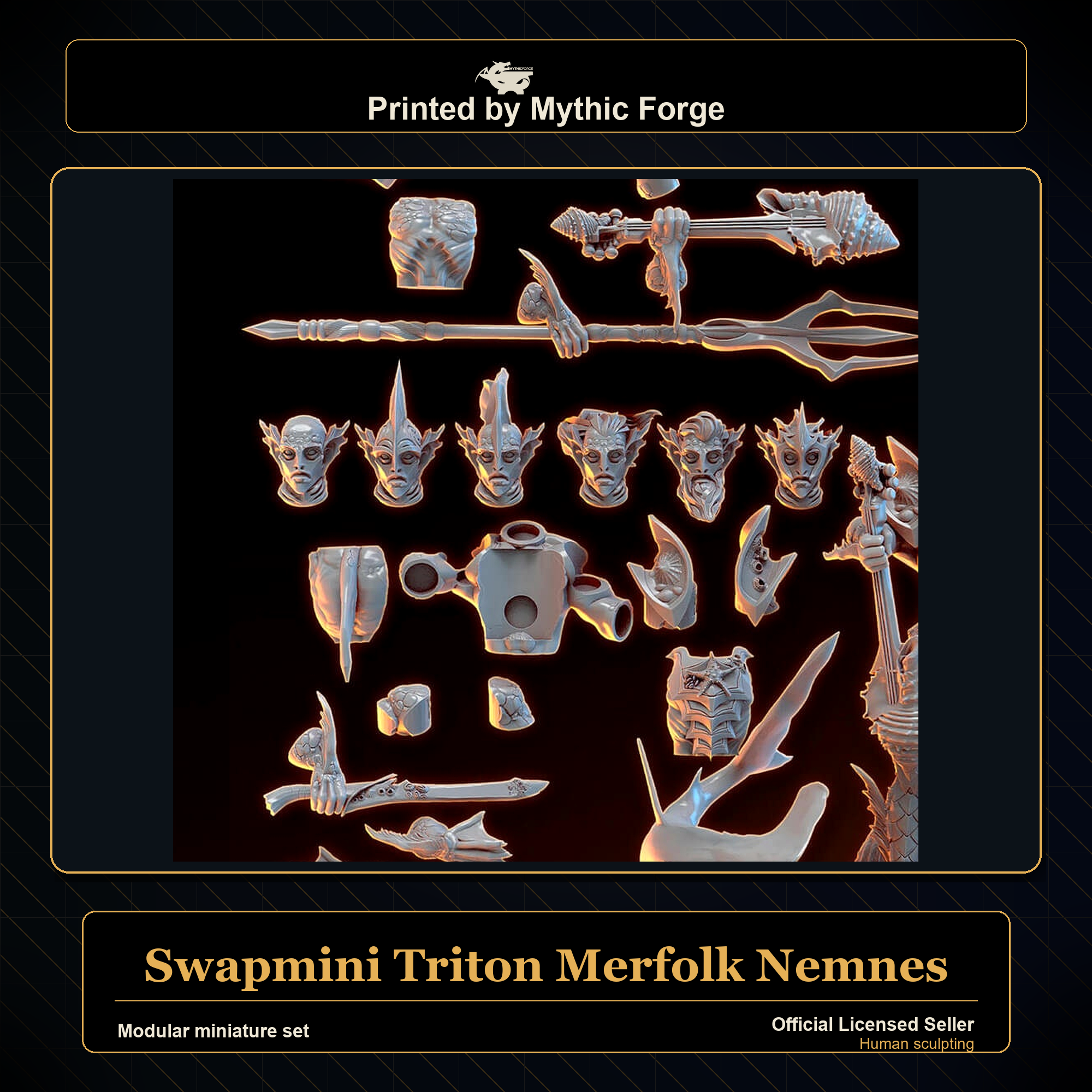Modular RPG - Swapmini Triton Merfolk - Nemnes - Bundle modular miniature modular miniature set printed by Mythic Forge