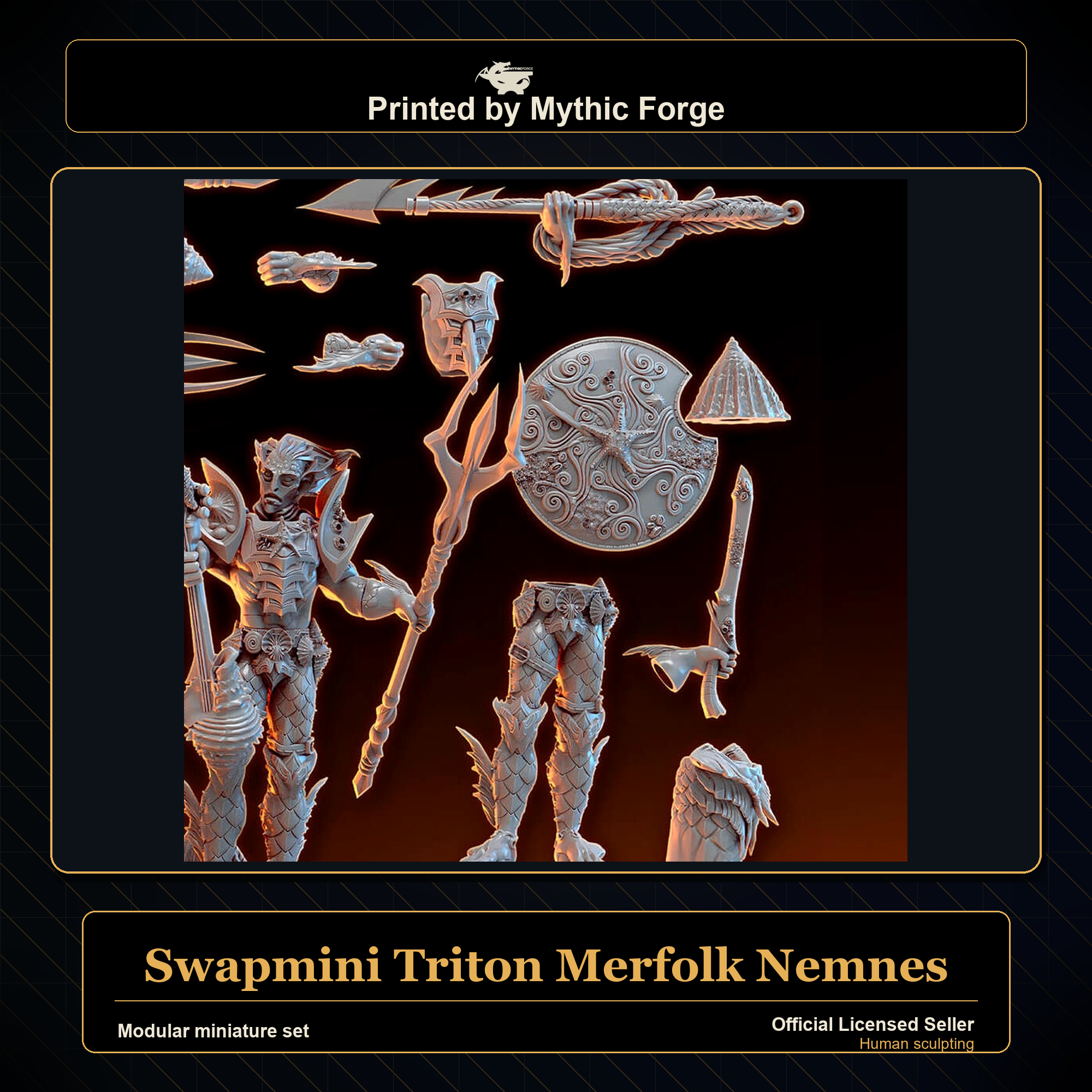 Modular RPG - Swapmini Triton Merfolk - Nemnes - Bundle modular miniature modular miniature set printed by Mythic Forge