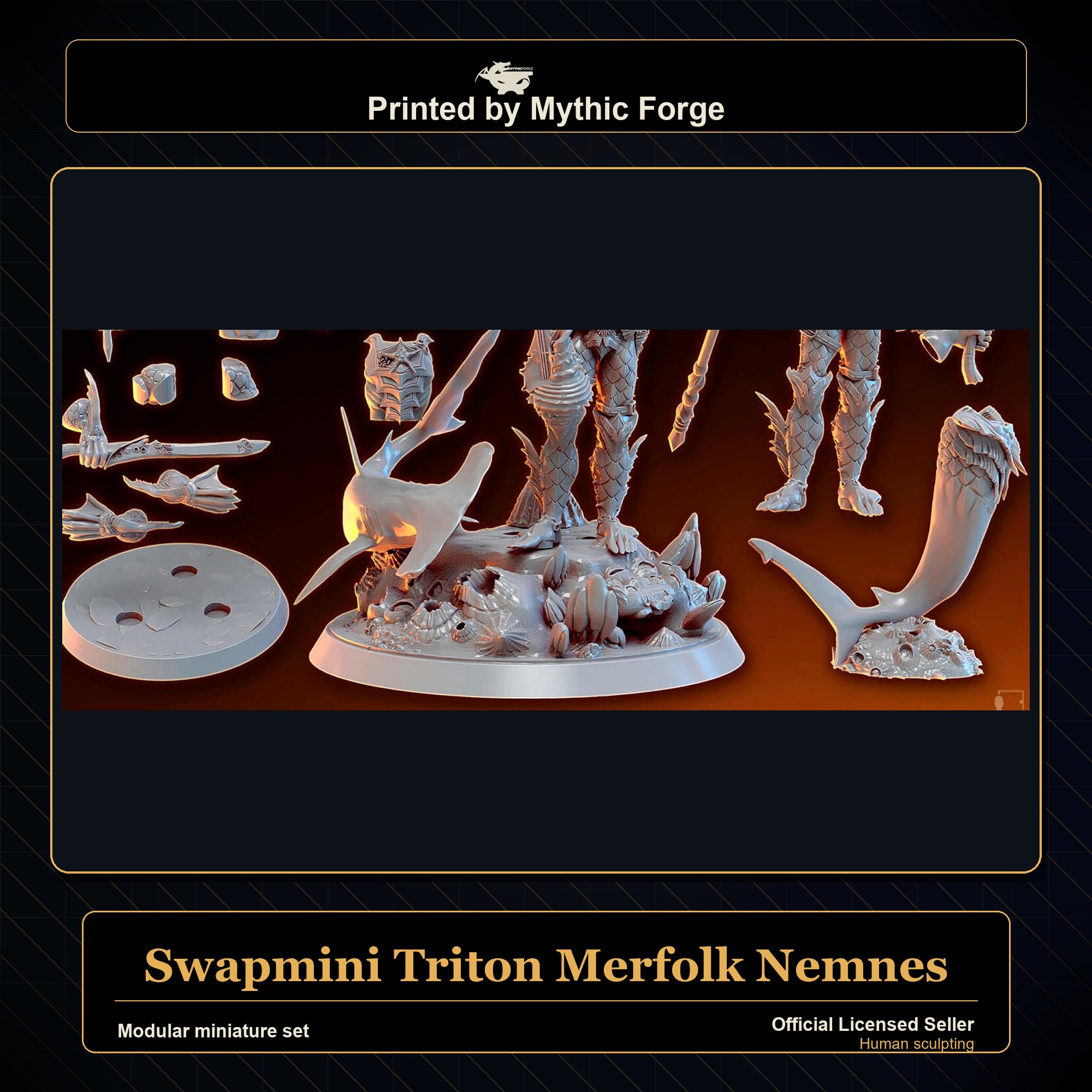 Modular RPG - Swapmini Triton Merfolk - Nemnes - Bundle modular miniature modular miniature set printed by Mythic Forge