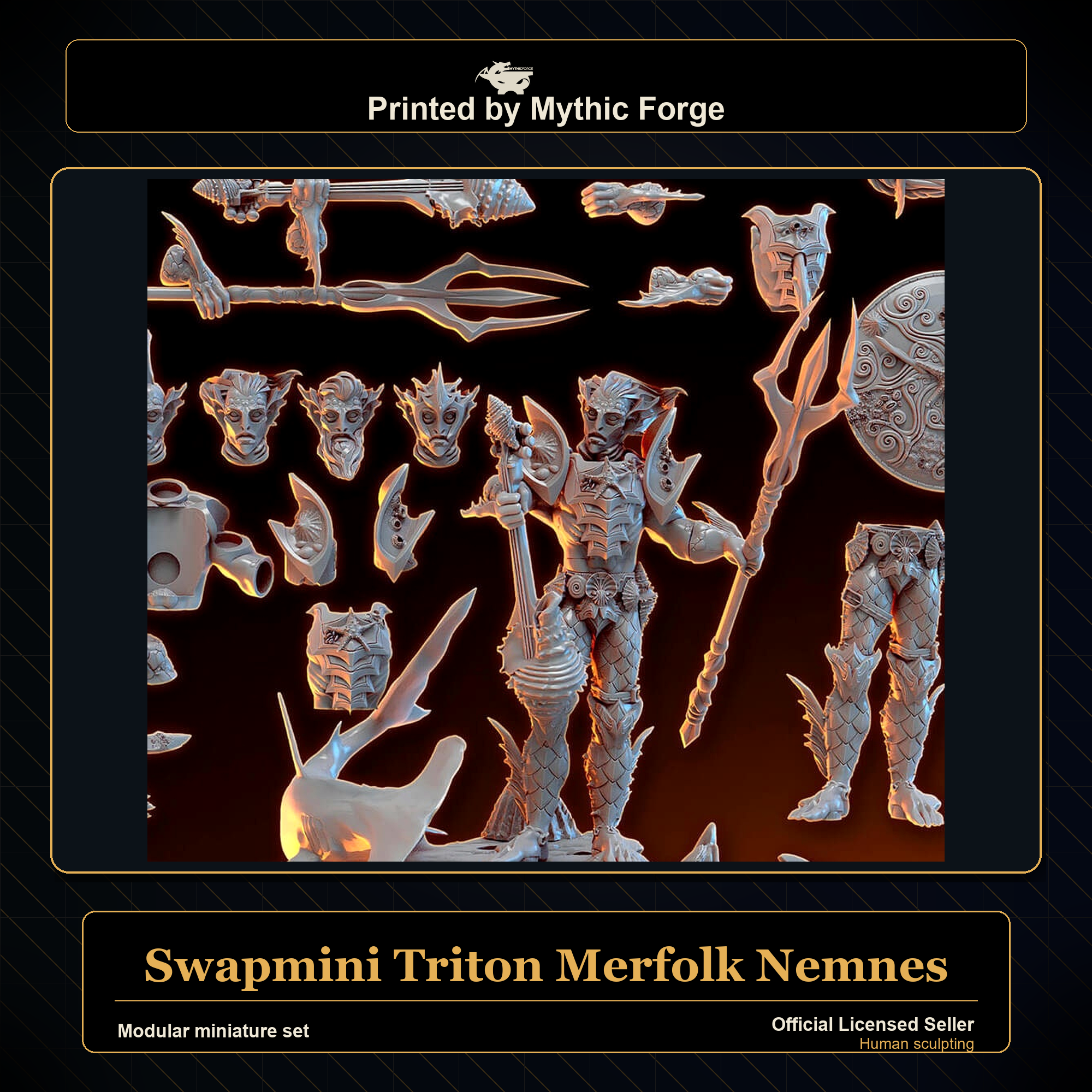 Modular RPG - Swapmini Triton Merfolk - Nemnes - Bundle modular miniature modular miniature set printed by Mythic Forge