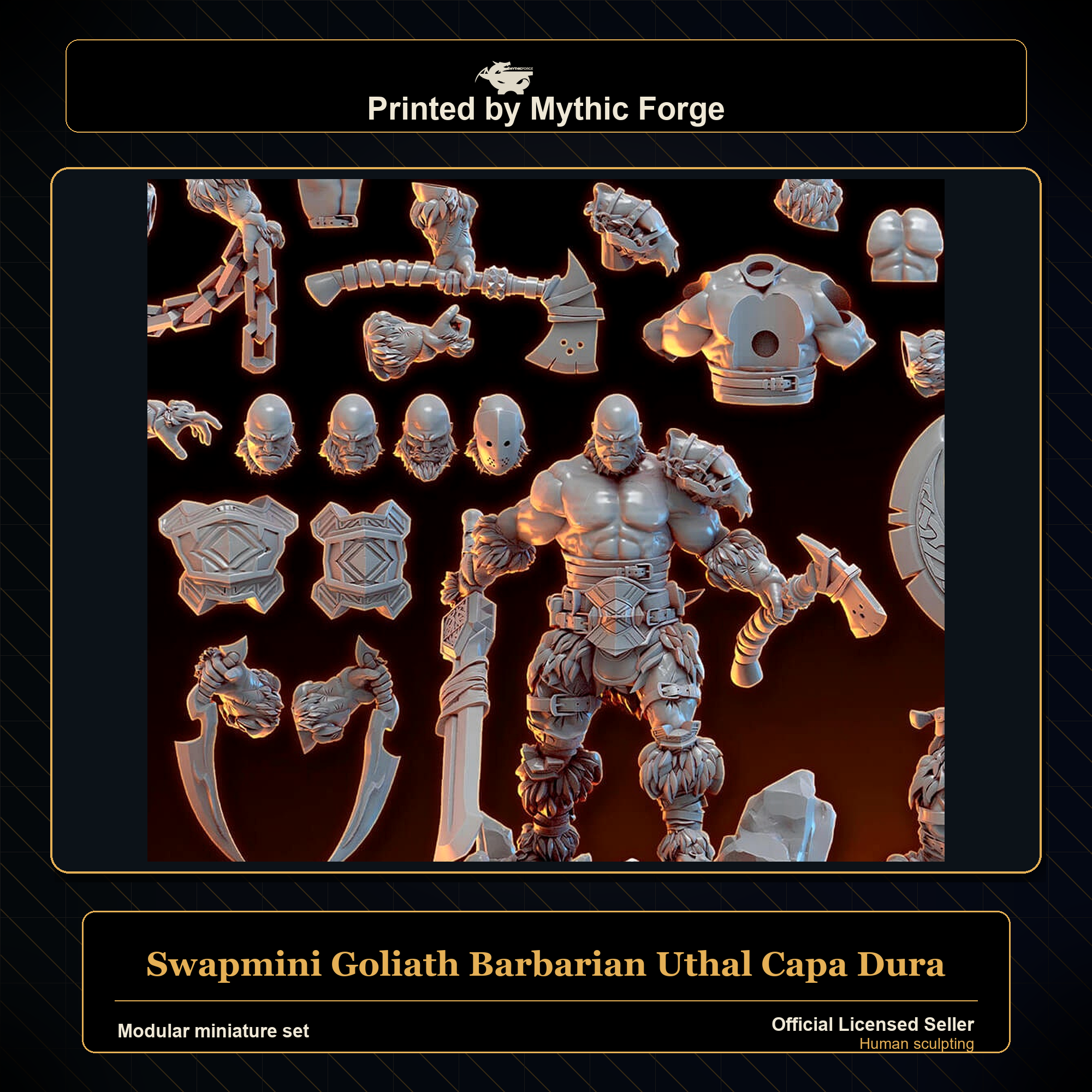 Modular RPG - Swapmini Goliath Barbarian - Uthal Capa Dura - Bundle modular miniature modular miniature set printed by Mythic Forge