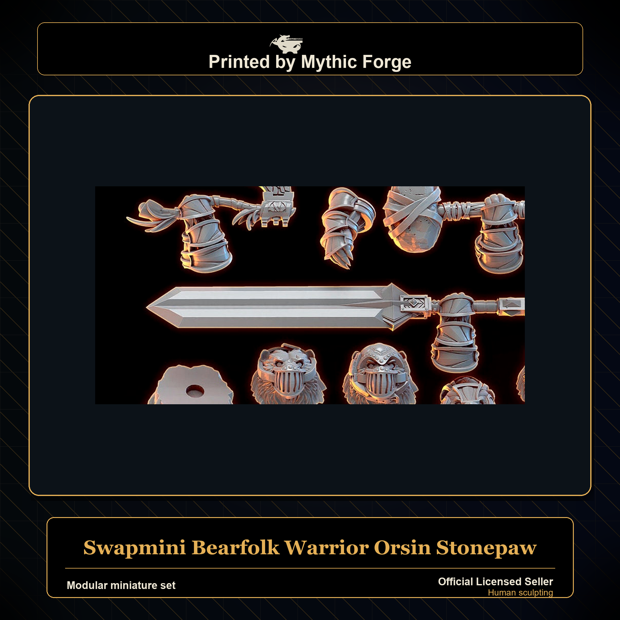 Modular RPG - Swapmini Bearfolk Warrior - Orsin Stonepaw - Bundle modular miniature modular miniature set printed by Mythic Forge