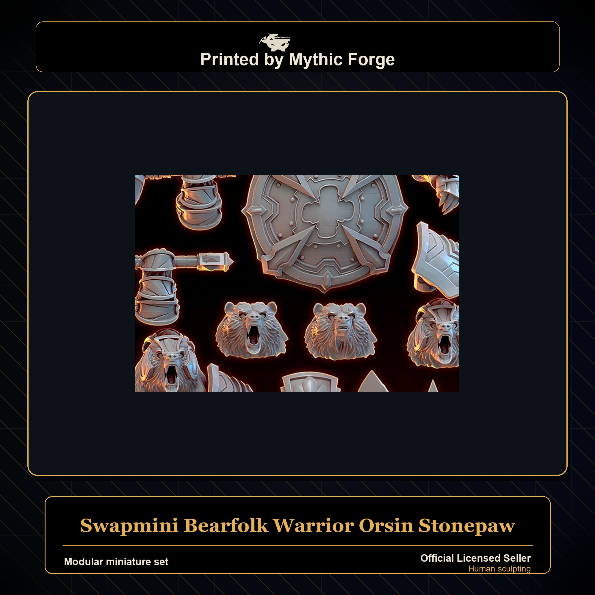 Modular RPG - Swapmini Bearfolk Warrior - Orsin Stonepaw - Bundle modular miniature modular miniature set printed by Mythic Forge