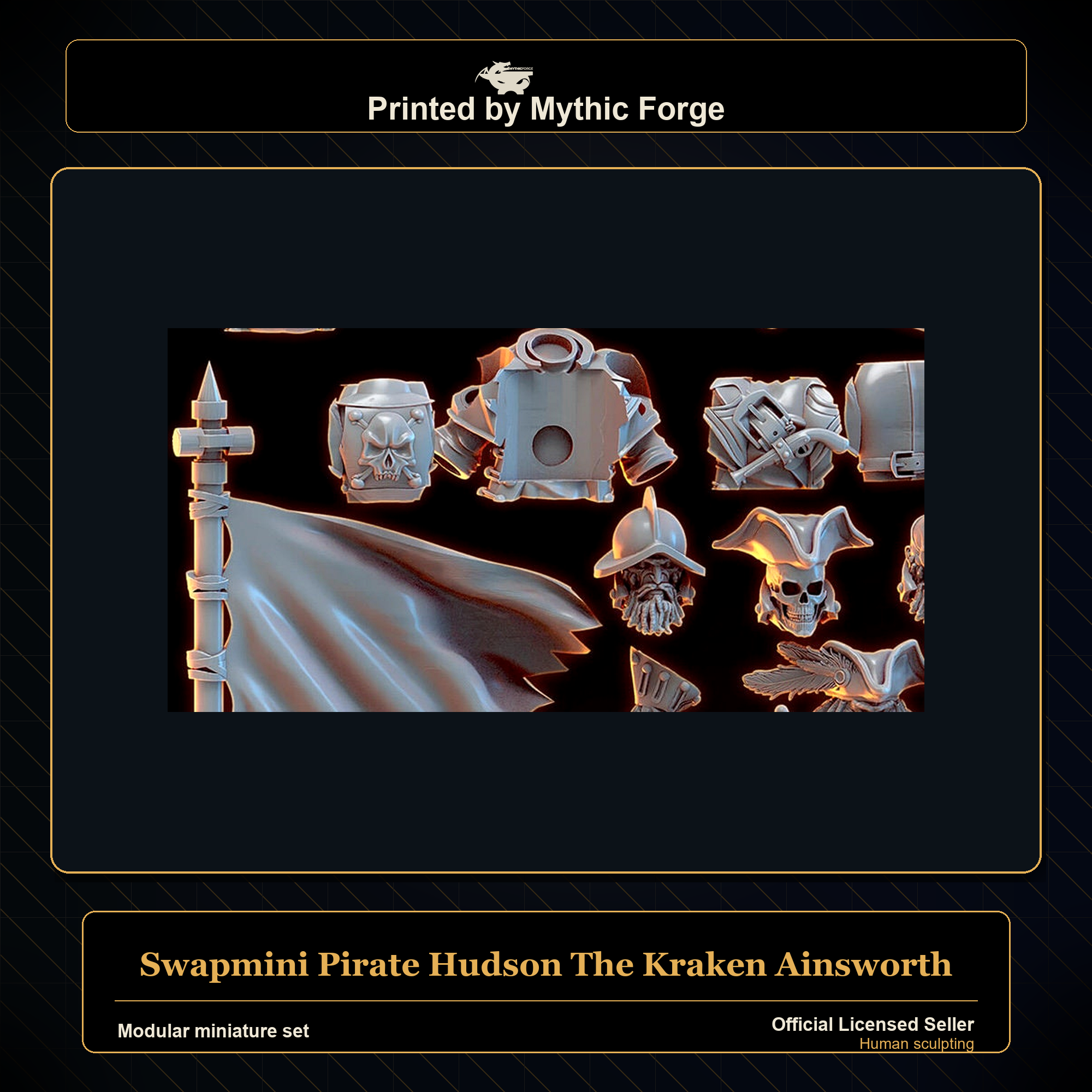 Modular RPG - Swapmini Pirate - Hudson The Kraken Ainsworth - Bundle modular miniature modular miniature set printed by Mythic Forge