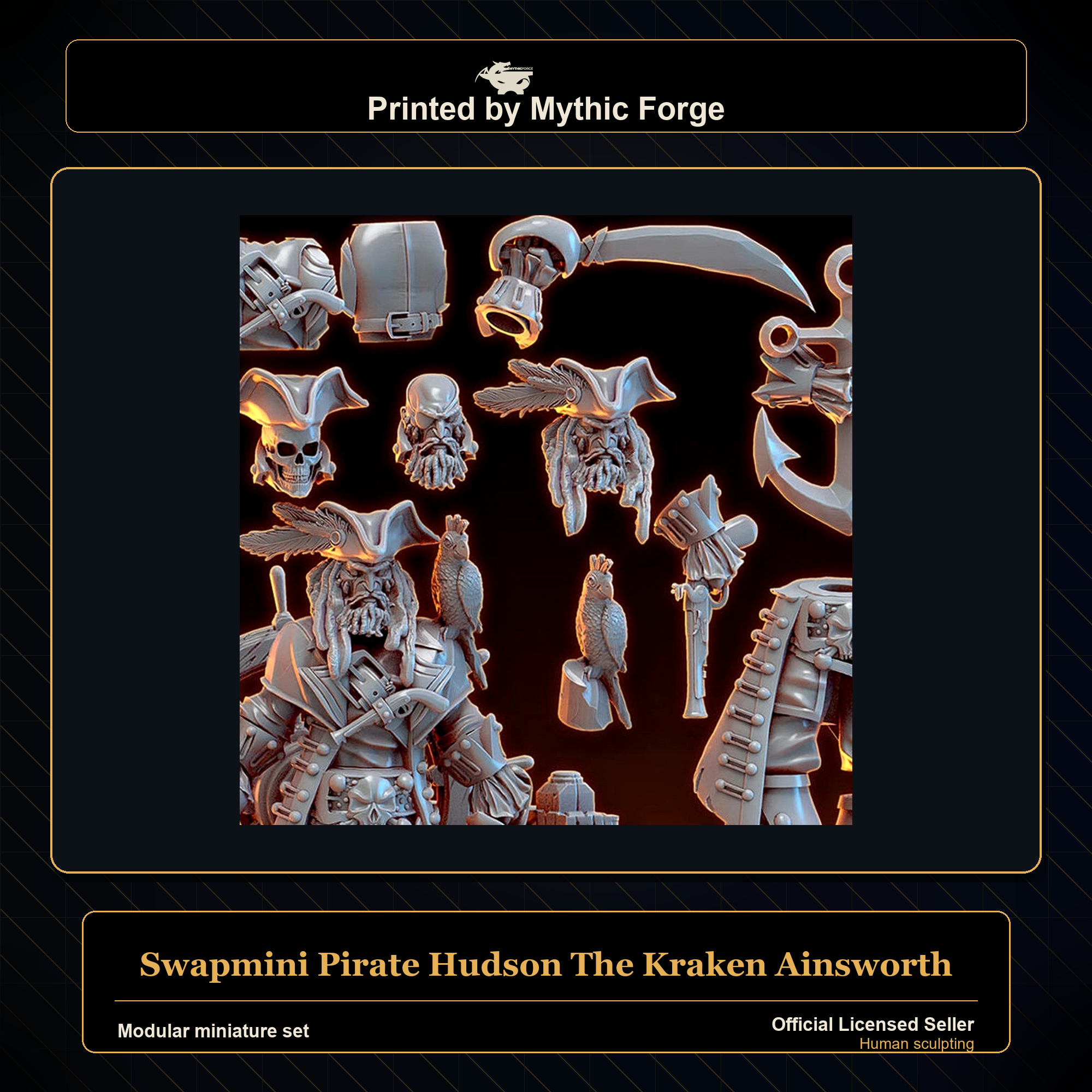Modular RPG - Swapmini Pirate - Hudson The Kraken Ainsworth - Bundle modular miniature modular miniature set printed by Mythic Forge