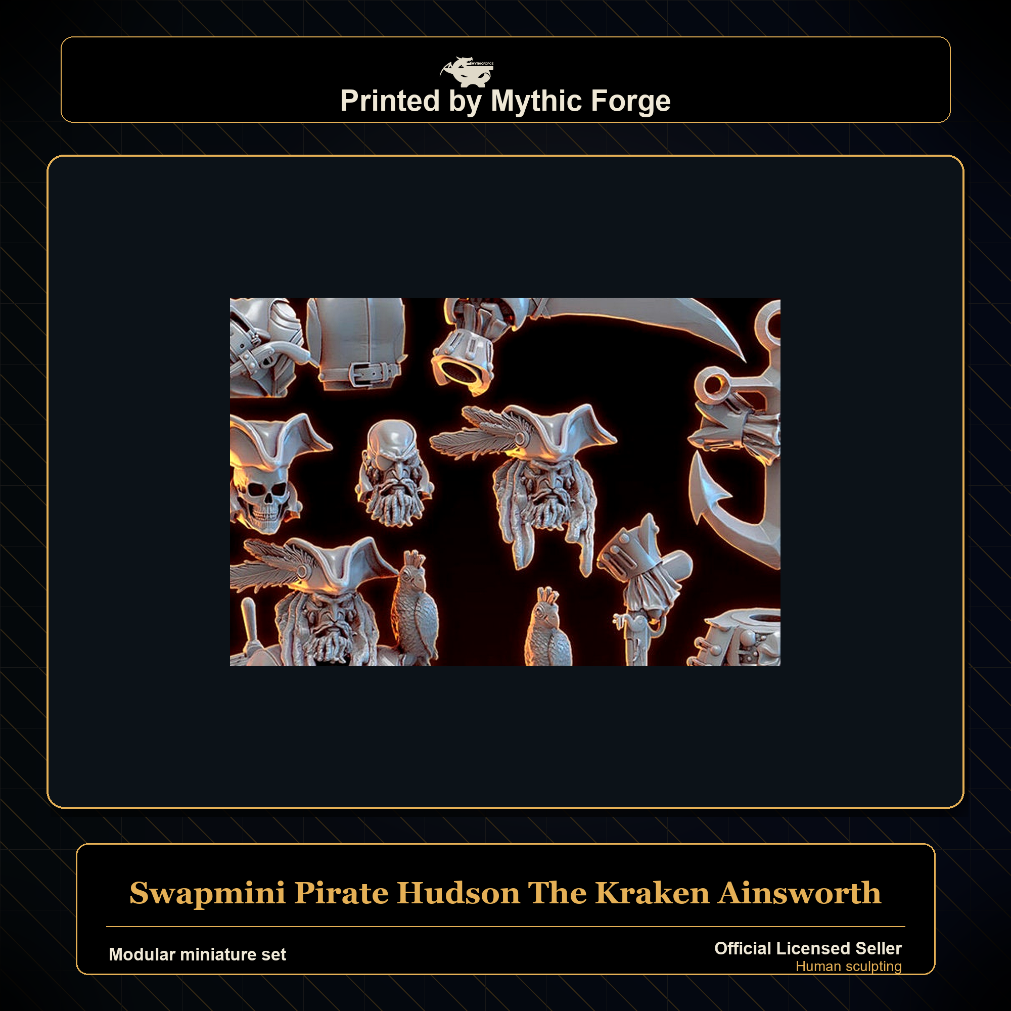 Modular RPG - Swapmini Pirate - Hudson The Kraken Ainsworth - Bundle modular miniature modular miniature set printed by Mythic Forge