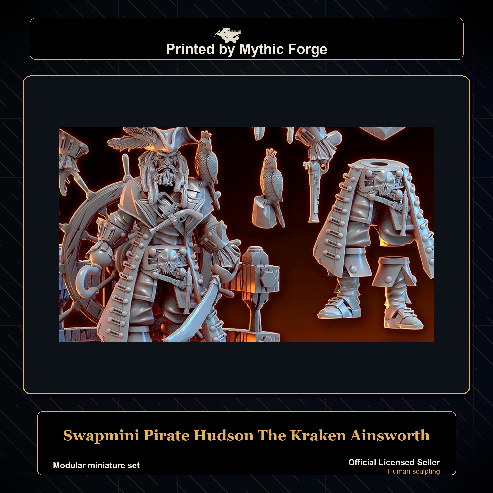 Modular RPG - Swapmini Pirate - Hudson The Kraken Ainsworth - Bundle modular miniature modular miniature set printed by Mythic Forge