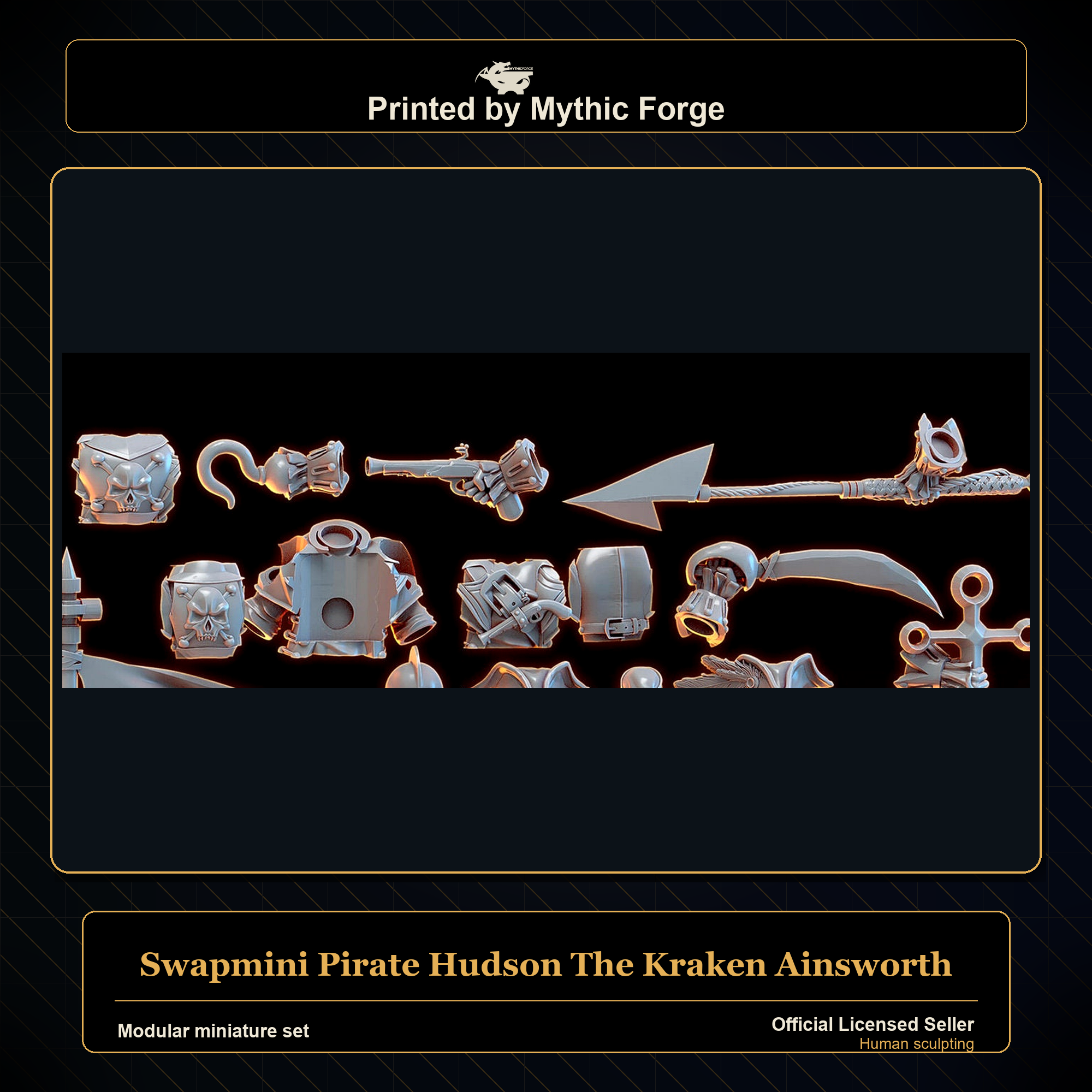 Modular RPG - Swapmini Pirate - Hudson The Kraken Ainsworth - Bundle modular miniature modular miniature set printed by Mythic Forge