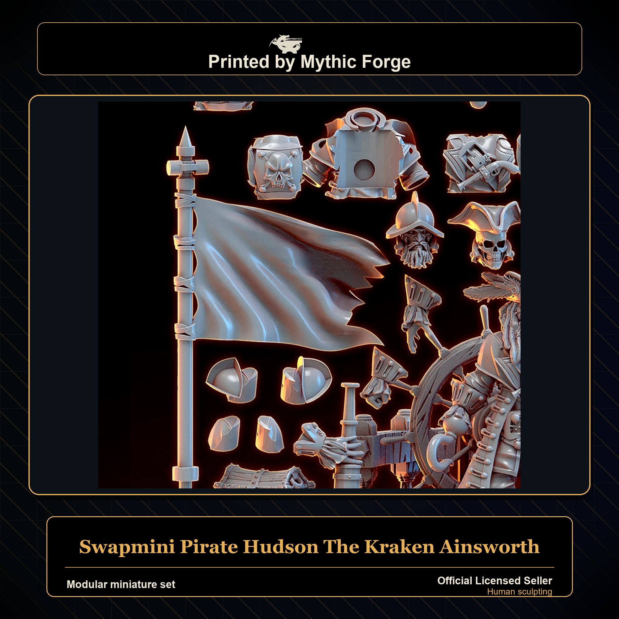 Modular RPG - Swapmini Pirate - Hudson The Kraken Ainsworth - Bundle modular miniature modular miniature set printed by Mythic Forge