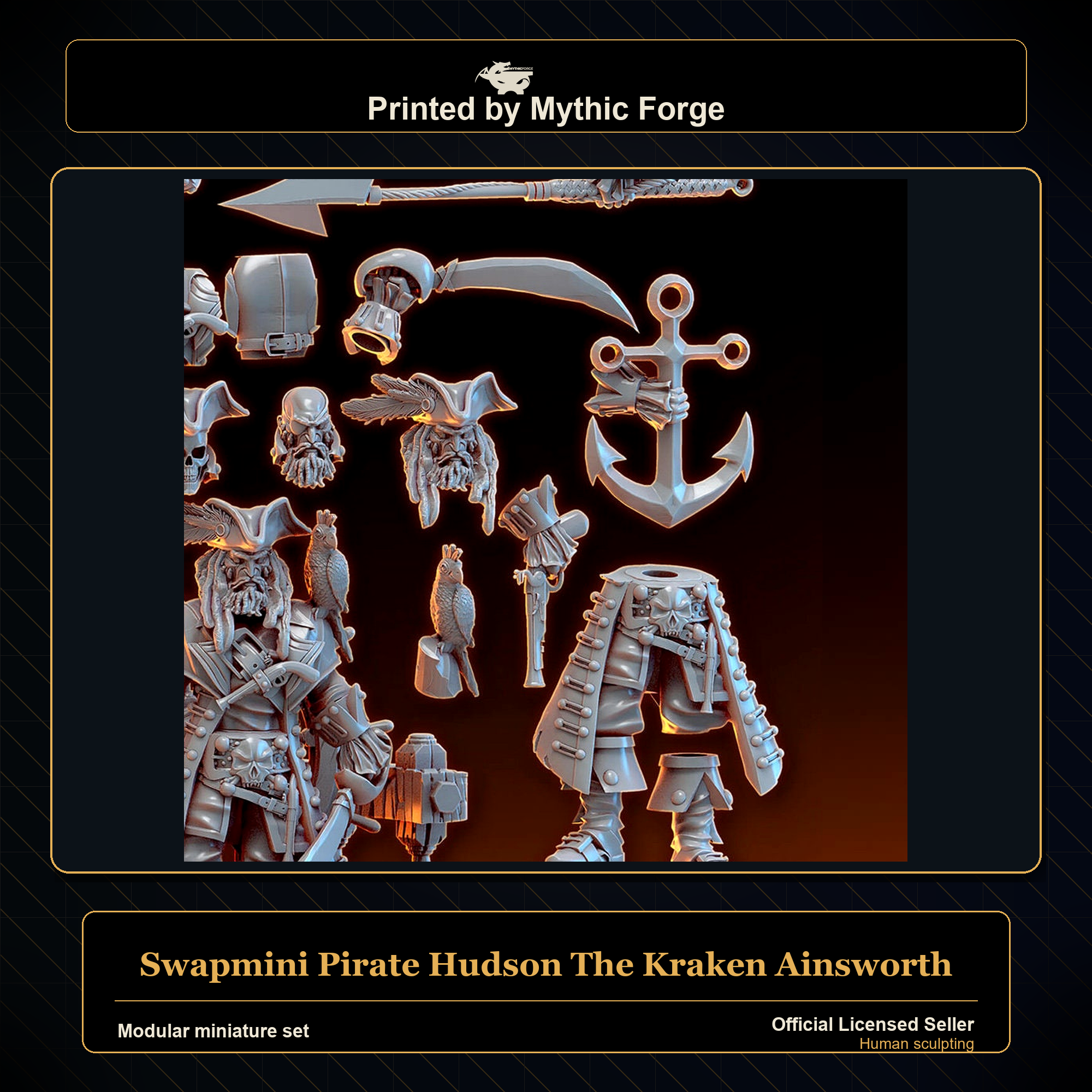 Modular RPG - Swapmini Pirate - Hudson The Kraken Ainsworth - Bundle modular miniature modular miniature set printed by Mythic Forge