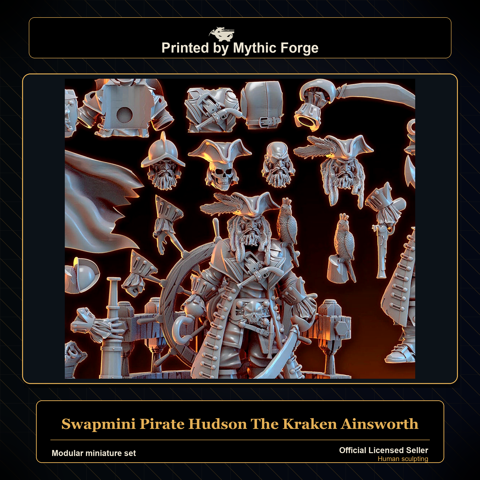 Modular RPG - Swapmini Pirate - Hudson The Kraken Ainsworth - Bundle modular miniature modular miniature set printed by Mythic Forge