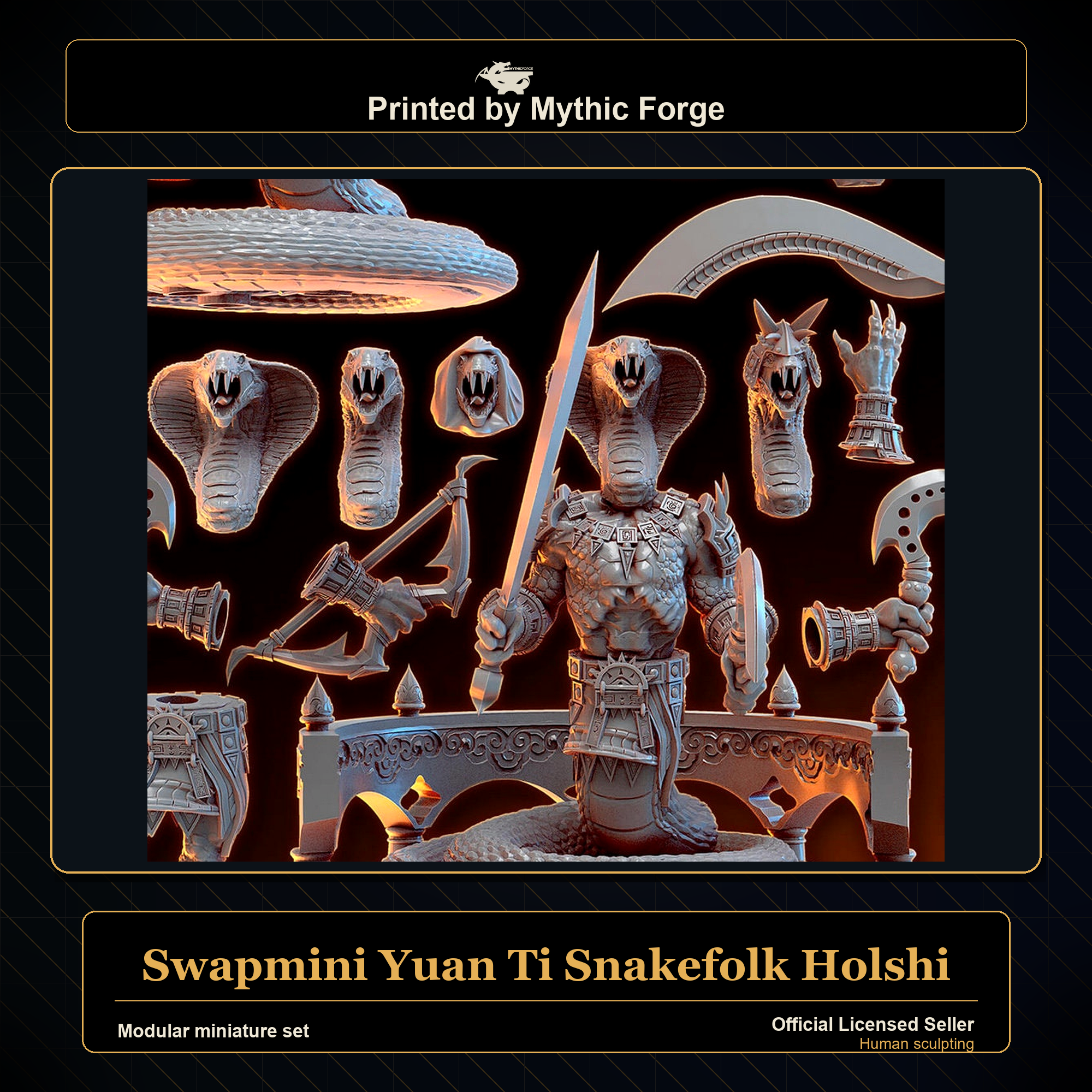 Modular RPG - Swapmini Yuan Ti Snakefolk - Holshi - Bundle modular miniature modular miniature set printed by Mythic Forge