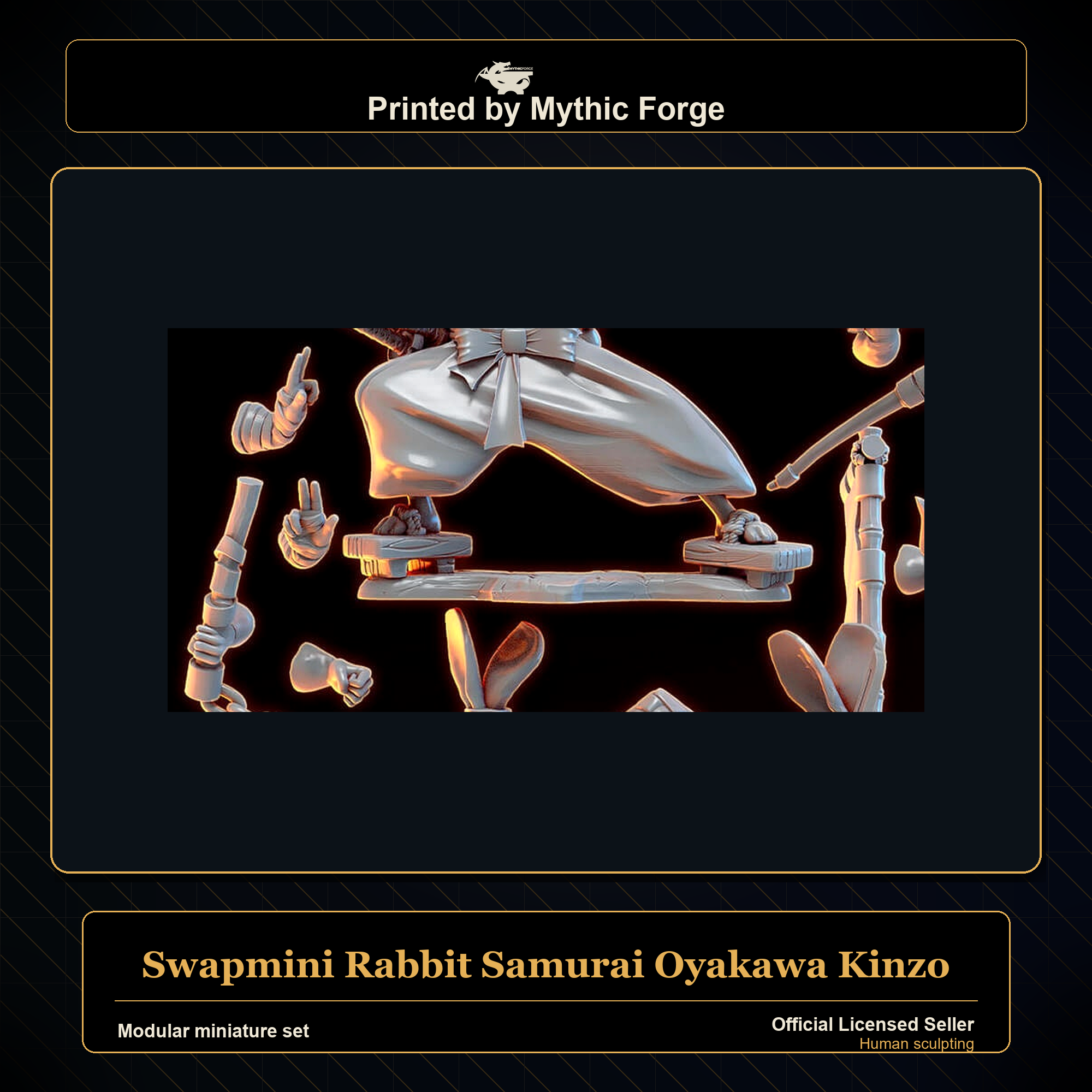 Modular RPG - Swapmini Rabbit Samurai - Oyakawa Kinzo - Bundle modular miniature modular miniature set printed by Mythic Forge