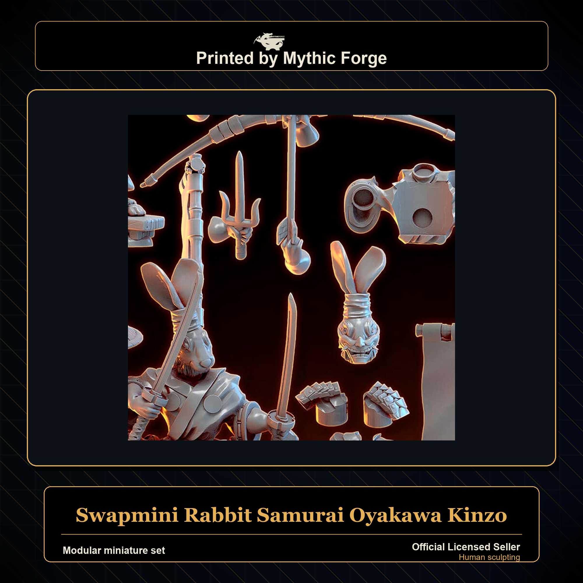 Modular RPG - Swapmini Rabbit Samurai - Oyakawa Kinzo - Bundle modular miniature modular miniature set printed by Mythic Forge