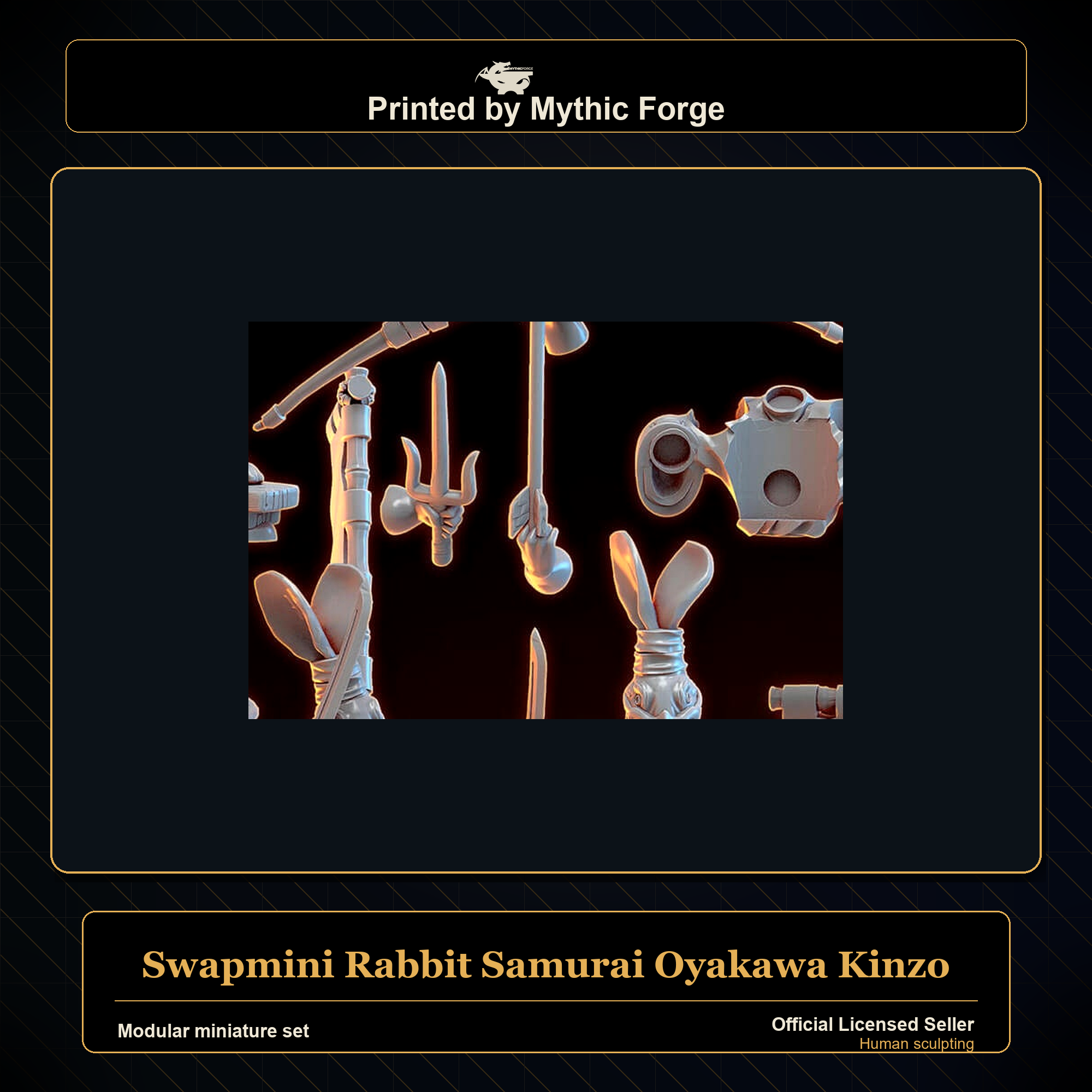 Modular RPG - Swapmini Rabbit Samurai - Oyakawa Kinzo - Bundle modular miniature modular miniature set printed by Mythic Forge