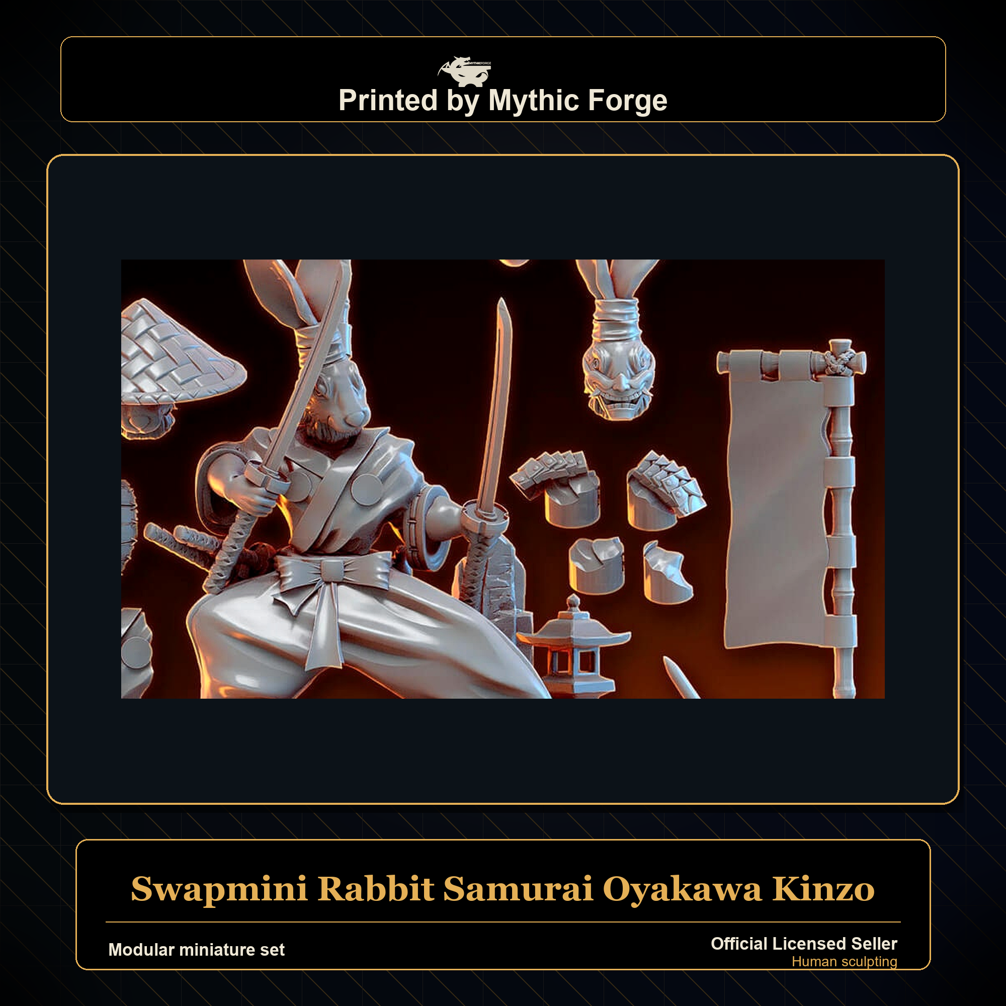 Modular RPG - Swapmini Rabbit Samurai - Oyakawa Kinzo - Bundle modular miniature modular miniature set printed by Mythic Forge