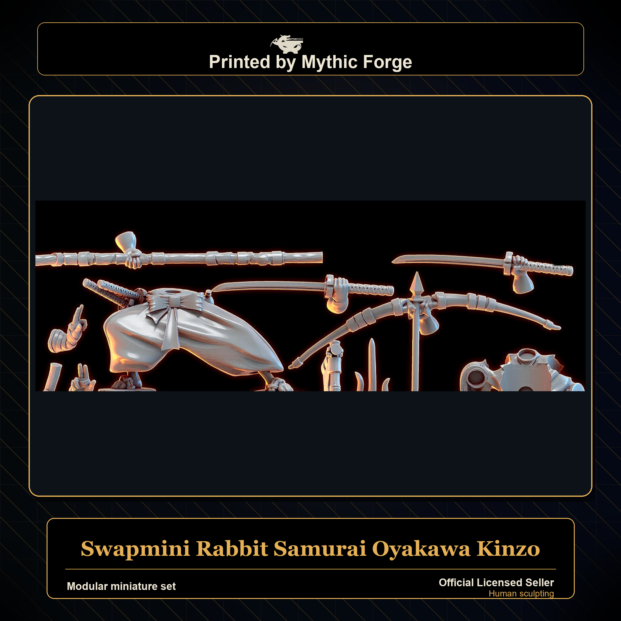 Modular RPG - Swapmini Rabbit Samurai - Oyakawa Kinzo - Bundle modular miniature modular miniature set printed by Mythic Forge